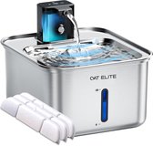 Cat Elite® Draadloze Drinkfontein Kat RVS | Fresh – Waterfontein - Kattenfontein met Sensor & Accu tot 30 Dagen – 2,5 liter – Waterdispenser – Stil 30 dB – Vaatwasserbestendig – Incl. 3 Filters