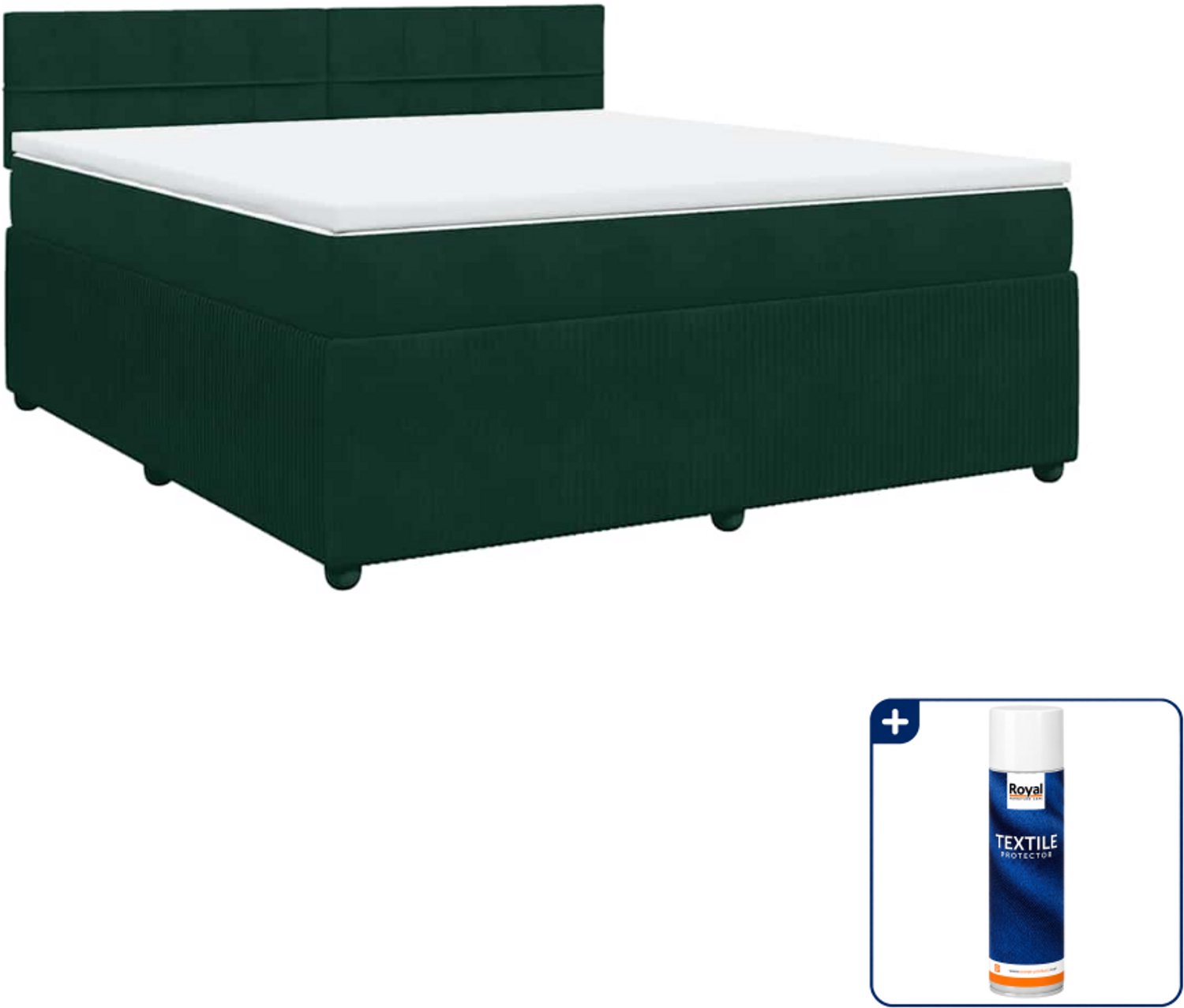 vidaXL Kingsize boxspring met matras - 180 x 200 cm - donkergroen - Inclusief textielbeschermer 500 ml