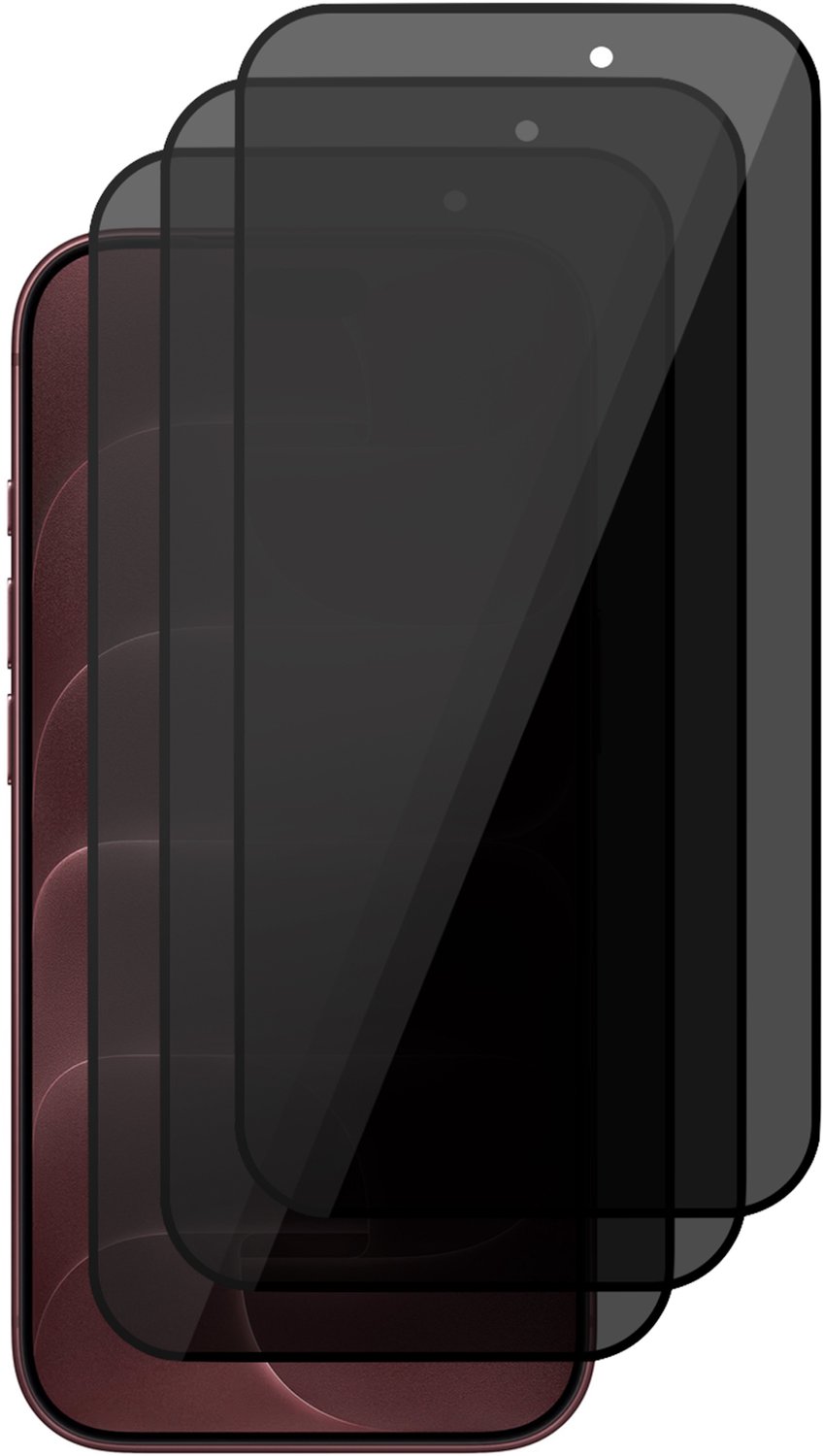 Privacy Screenprotector geschikt voor iPhone 18 Pro / 17 Pro – 3 Stuks – Full Cover Gehard Glas – Anti Inkijk – Privacy Filter