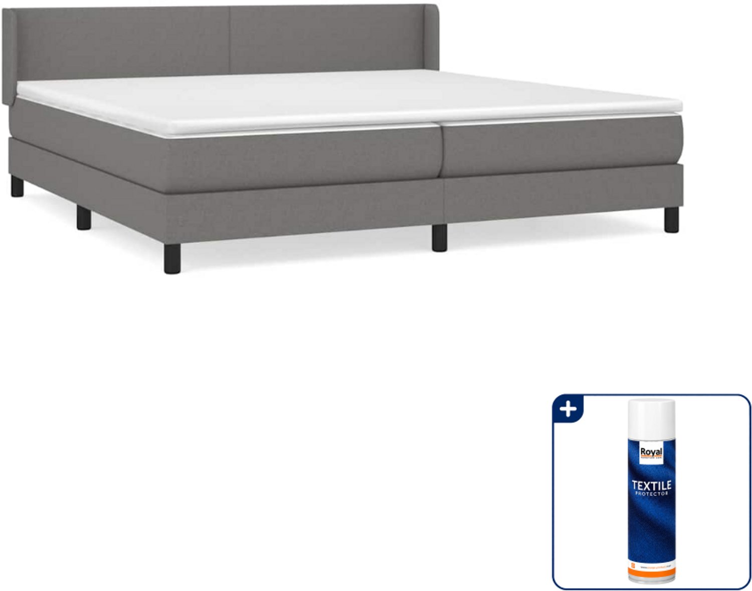 vidaXL Boxspring - Super kingsize - 200 x 200 cm - donkergrijs - Inclusief textielbeschermer 500 ml