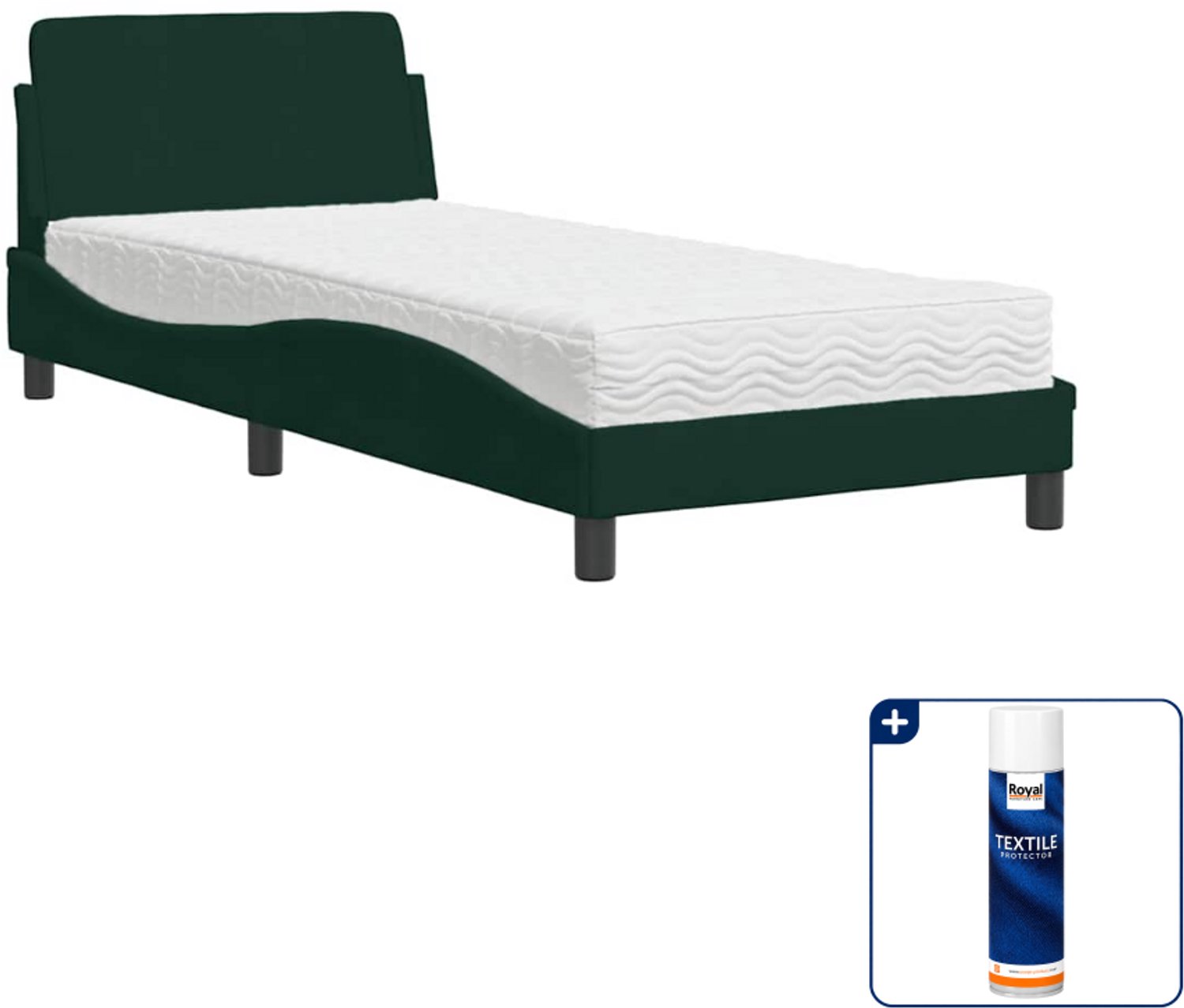 vidaXL Bed met matras Dover 90 x 200 cm - fluweel - donkergroen - Inclusief textielbeschermer 500 ml Roze