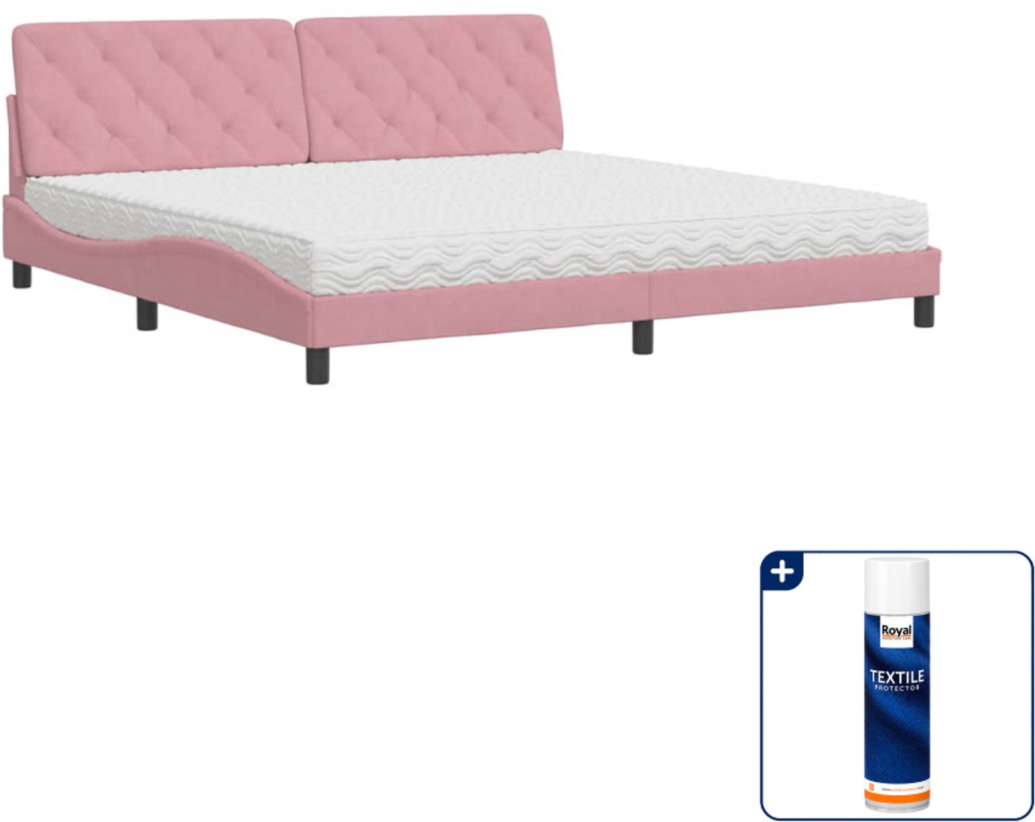 vidaXL Piran bed met matras - Super kingsize - 200 x 200 cm - roze - Inclusief textielbeschermer 500 ml