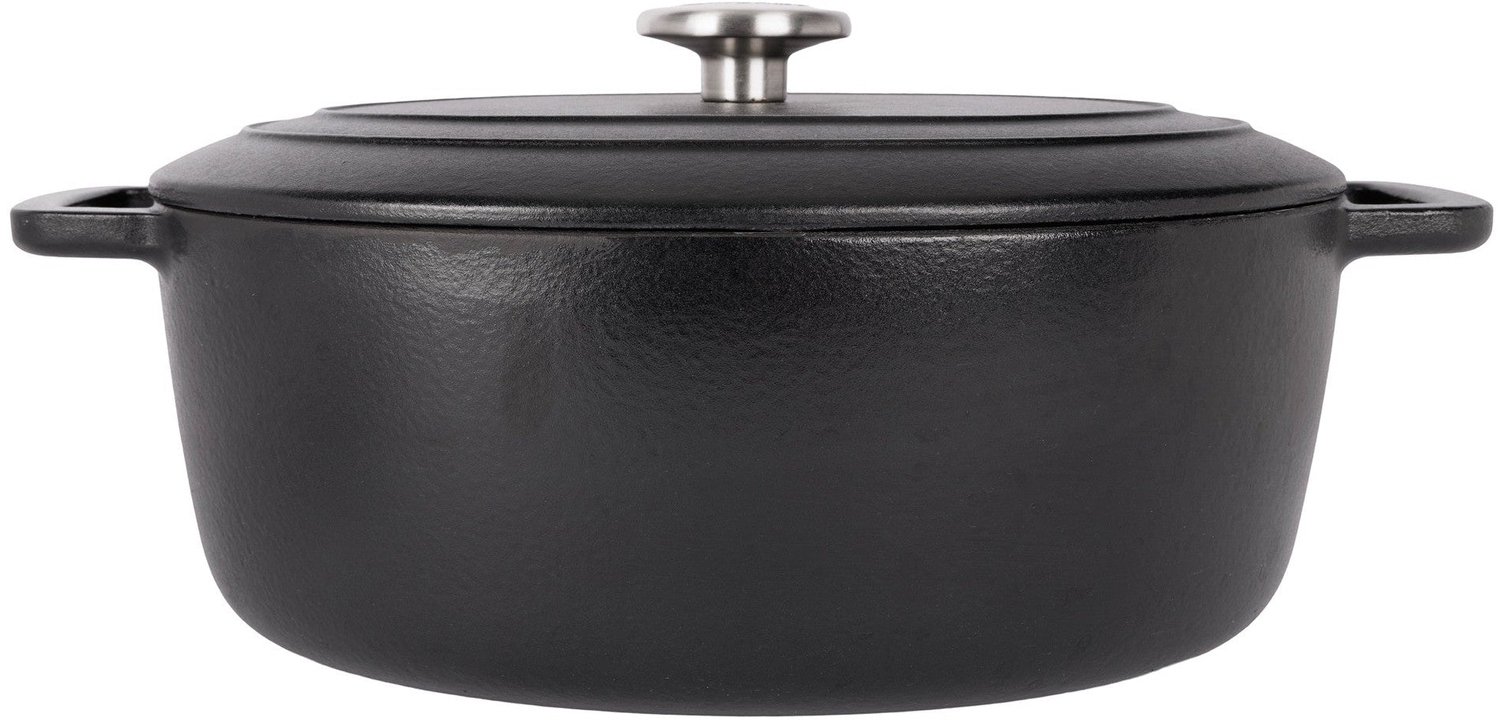 Cosy & Trendy Braadpan Fontestic Ovaal - Gietijzeren Braadpan - Met Deksel - Dutch Oven - Gietijzer - Zwart - Geëmailleerde Anti-Aanbaklaag, Inductie & BBQ Geschikt - 31 x 24 cm / 6 L