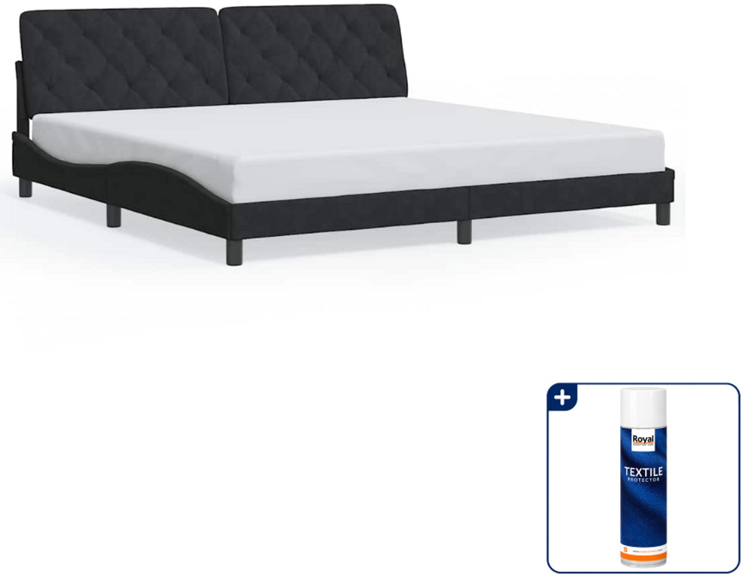 vidaXL Bedframe - 200 x 200 cm - fluweel - zwart - Inclusief textielbeschermer 500 ml