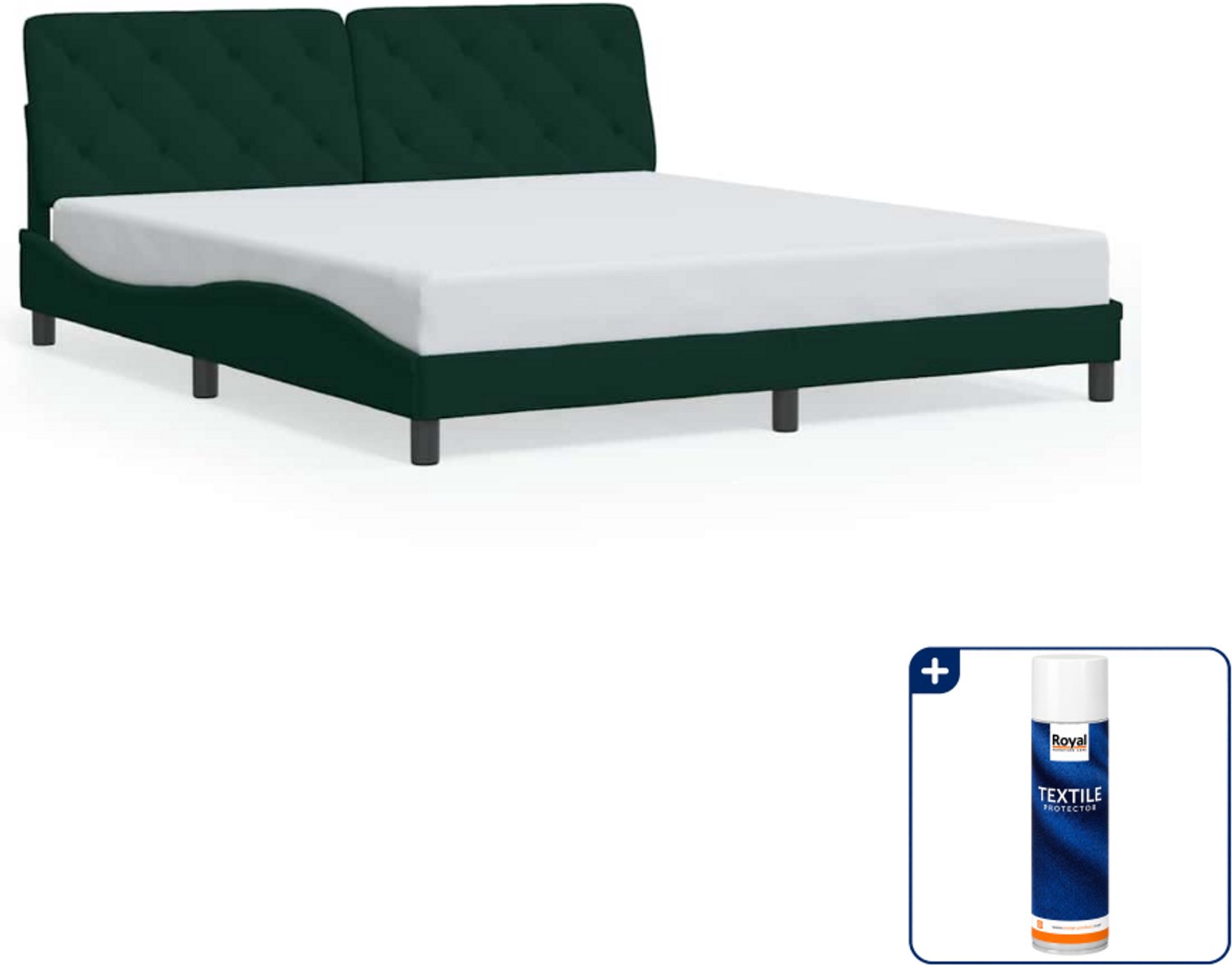 vidaXL Bedframe - Kingsize - 180 x 200 cm - fluweel - donkergroen - Inclusief textielbeschermer 500 ml Bruin