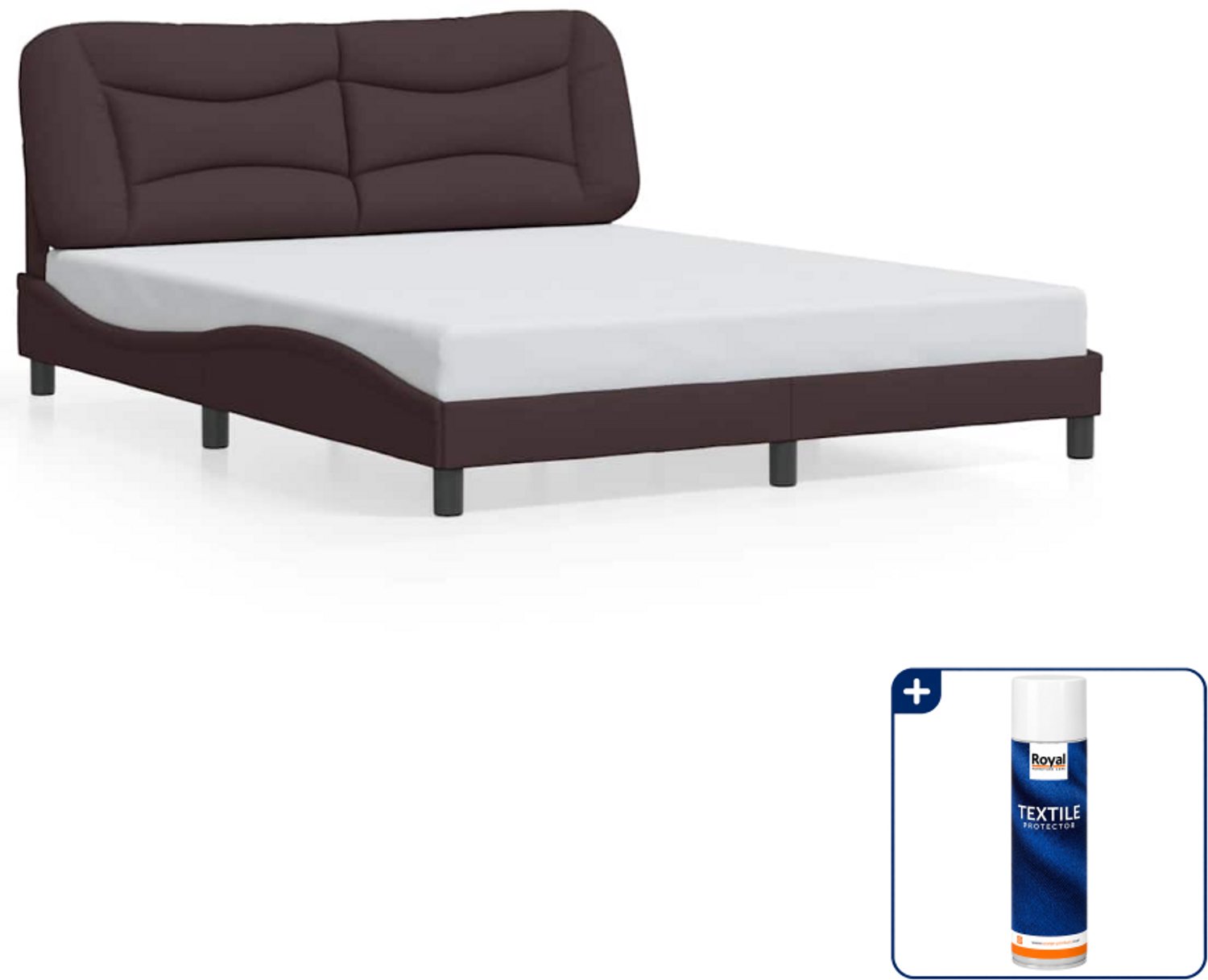 vidaXL Hvar bedframe - Queensize - 160 x 200 cm - donkerbruin - Inclusief textielbeschermer 500 ml Wit