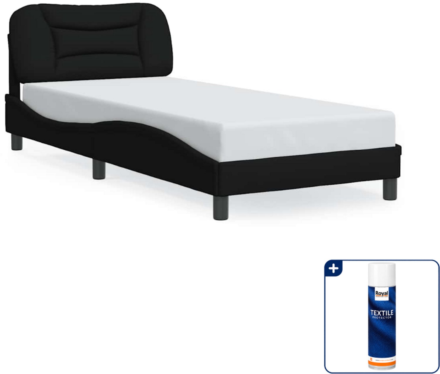 vidaXL bedframe Hvar - 90 x 190 cm - stof - zwart - Inclusief textielbeschermer 500 ml