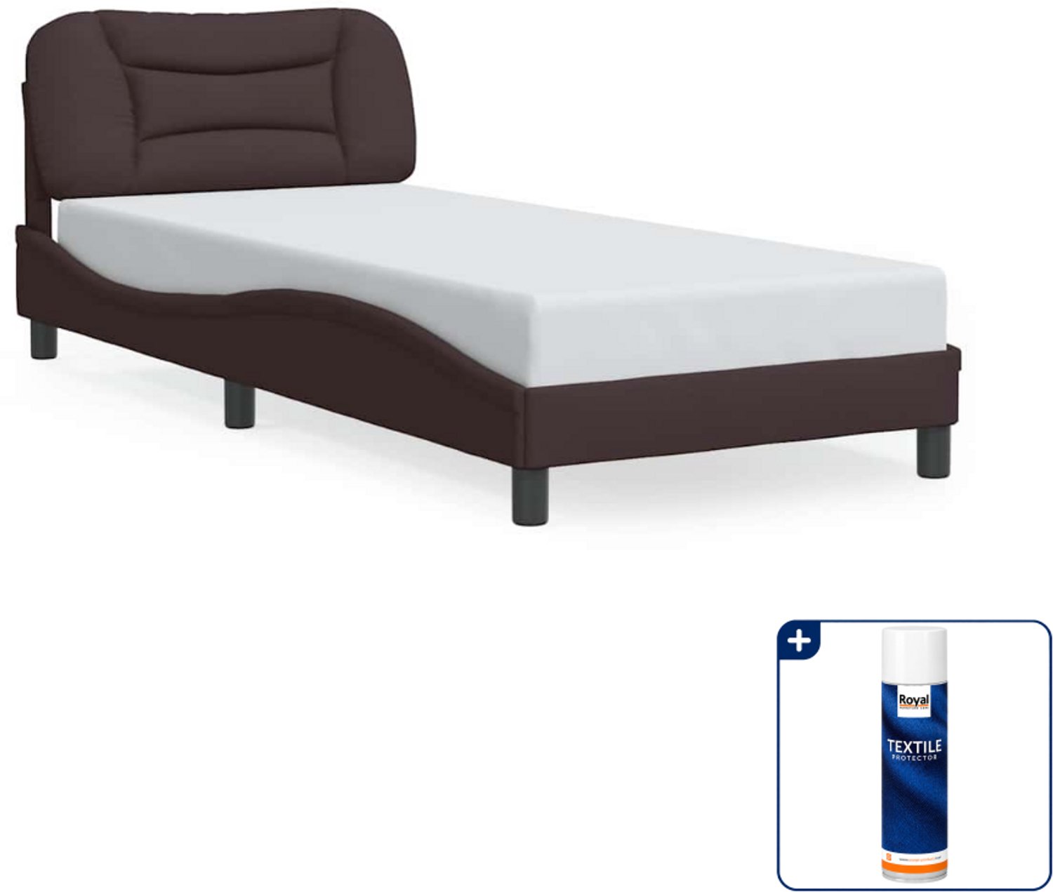 vidaXL Hvar bedframe - 90 x 190 cm - stof - donkerbruin - Inclusief textielbeschermer 500 ml Zwart