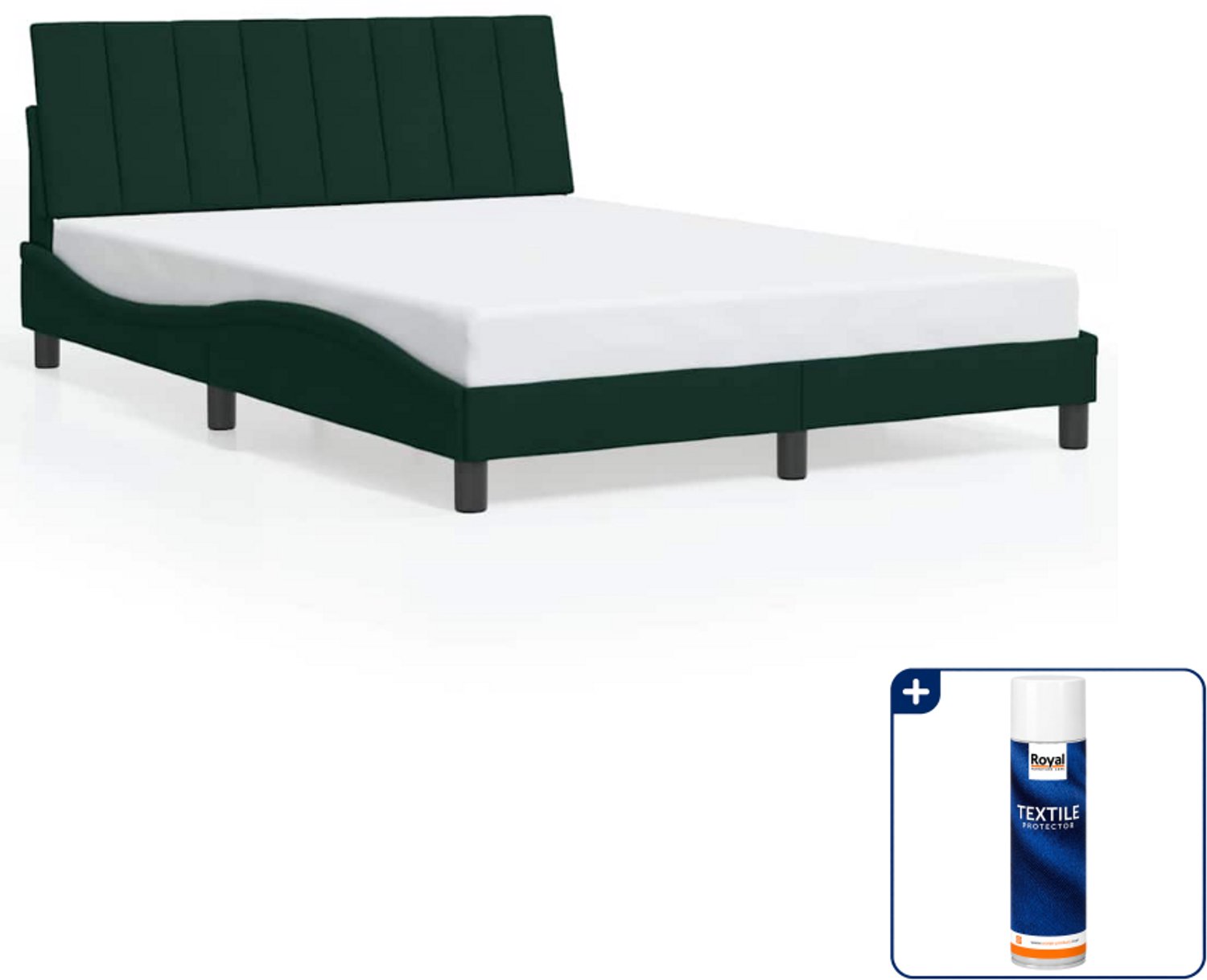 vidaXL bedframe Hanko - 140 x 190 cm - donkergroen - Inclusief textielbeschermer 500 ml