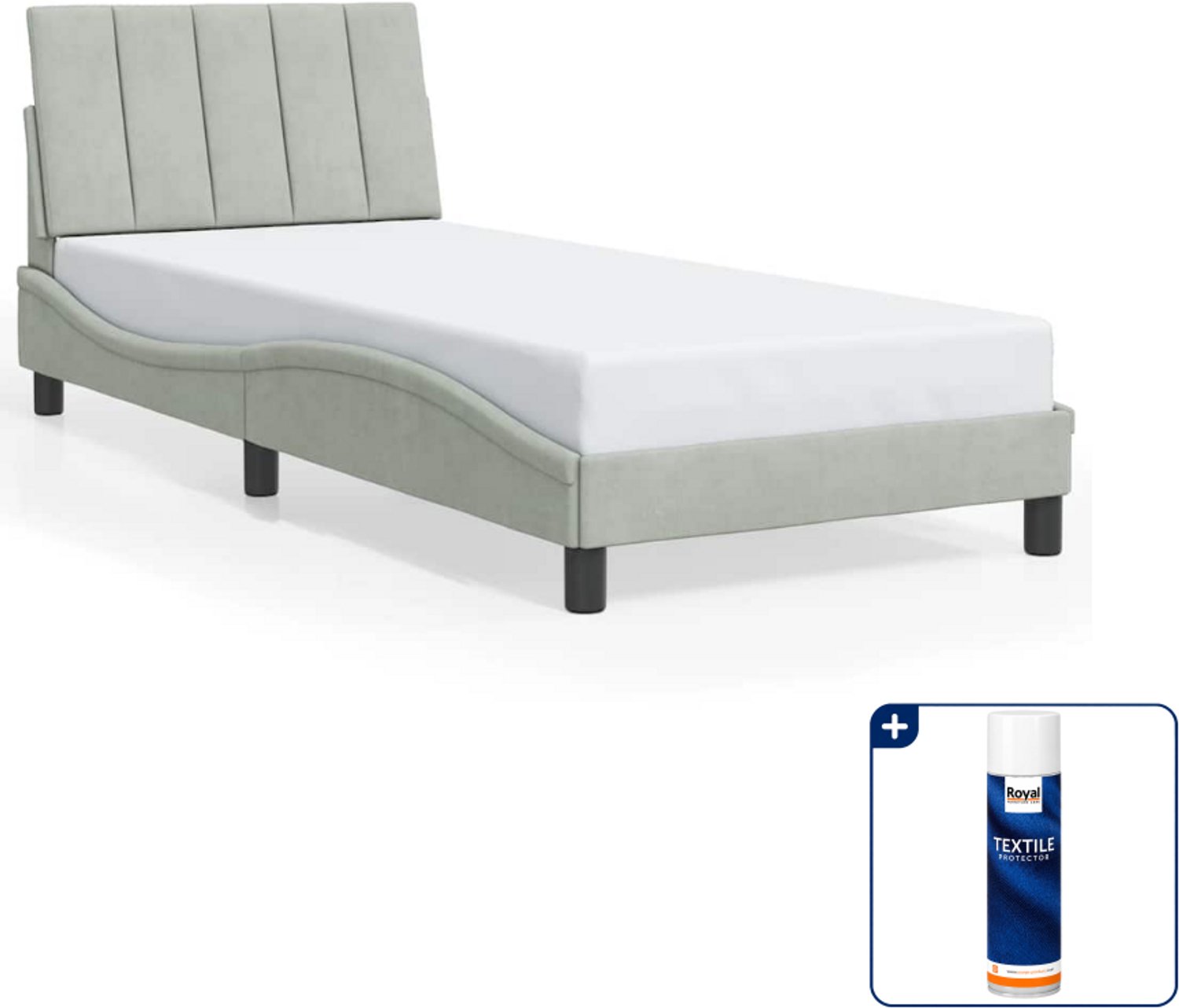 vidaXL bedframe Hanko - 90 x 190 cm - fluweel - lichtgrijs - Inclusief textielbeschermer 500 ml Bruin