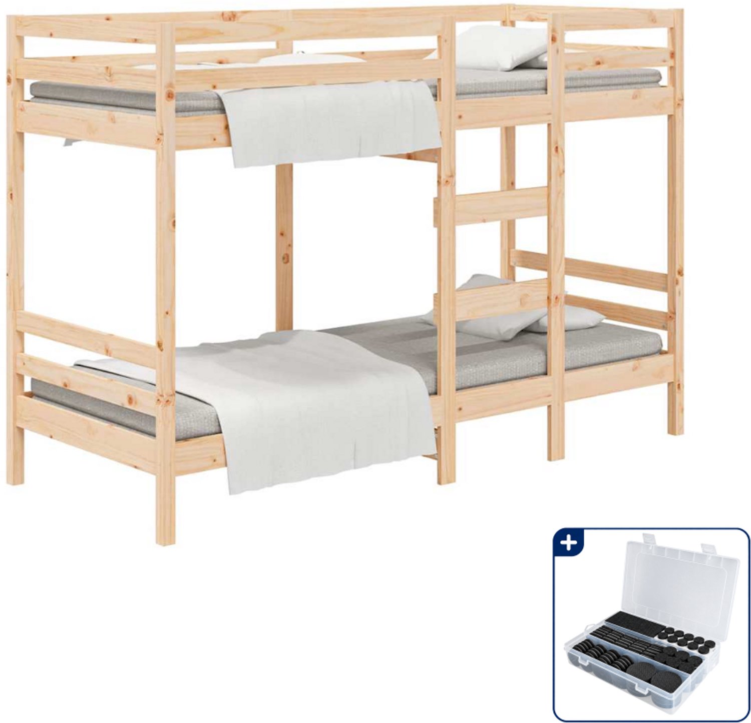 vidaXL stapelbed - 90 x 190 cm - massief grenenhout - Inclusief antikrasvilt 177-delig Bruin