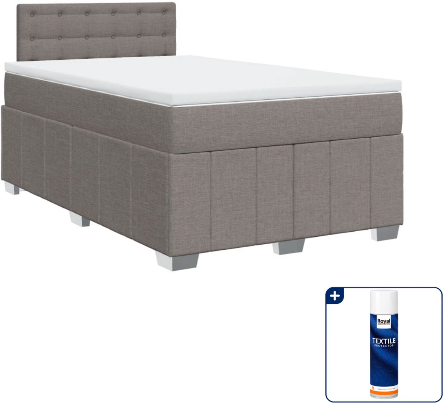 vidaXL boxspring met matras 120 x 200 cm - taupe - Inclusief textielbeschermer 500 ml