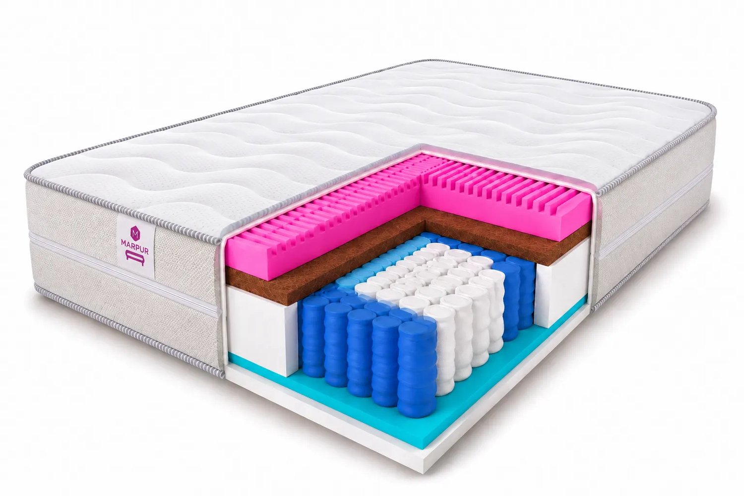 MARPUR Premium Pocketveringmatras - 7 Comfortzones H3 (Medium) - 20 cm dik - 160x200 cm - Zilver