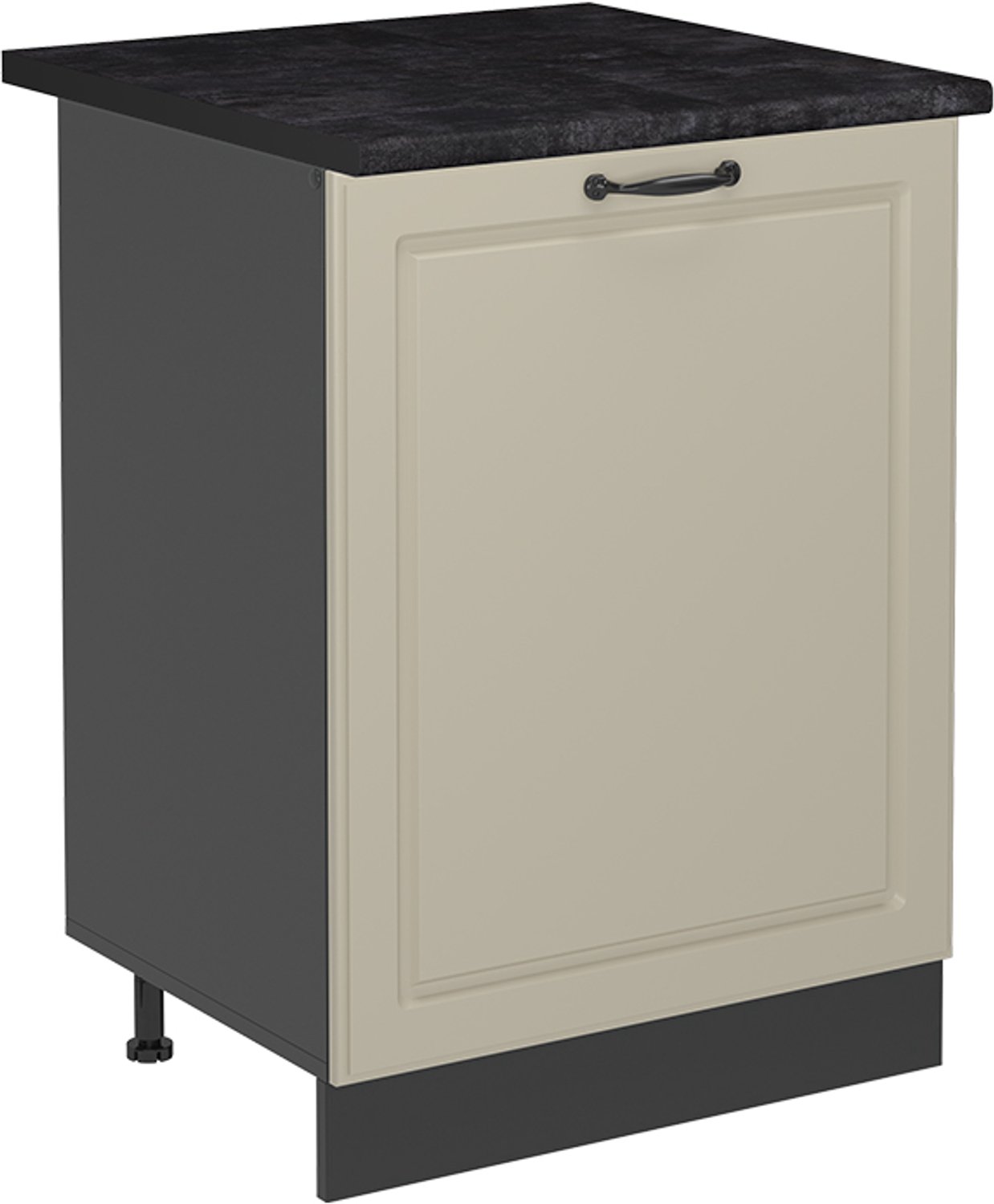 Vicco Keukenonderkast R-Line, Zand landelijk/Antraciet, 60 cm met 1 deur antraciet werkblad