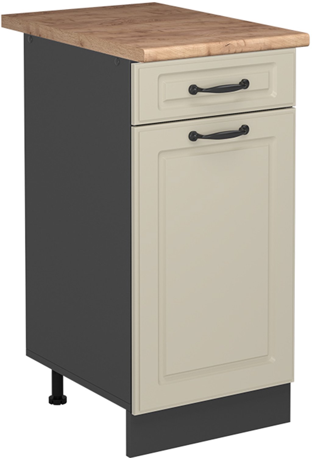 Vicco Keukenonderkast R-Line, Zand landelijk/Antraciet, 40 cm goudkleurig eiken werkblad