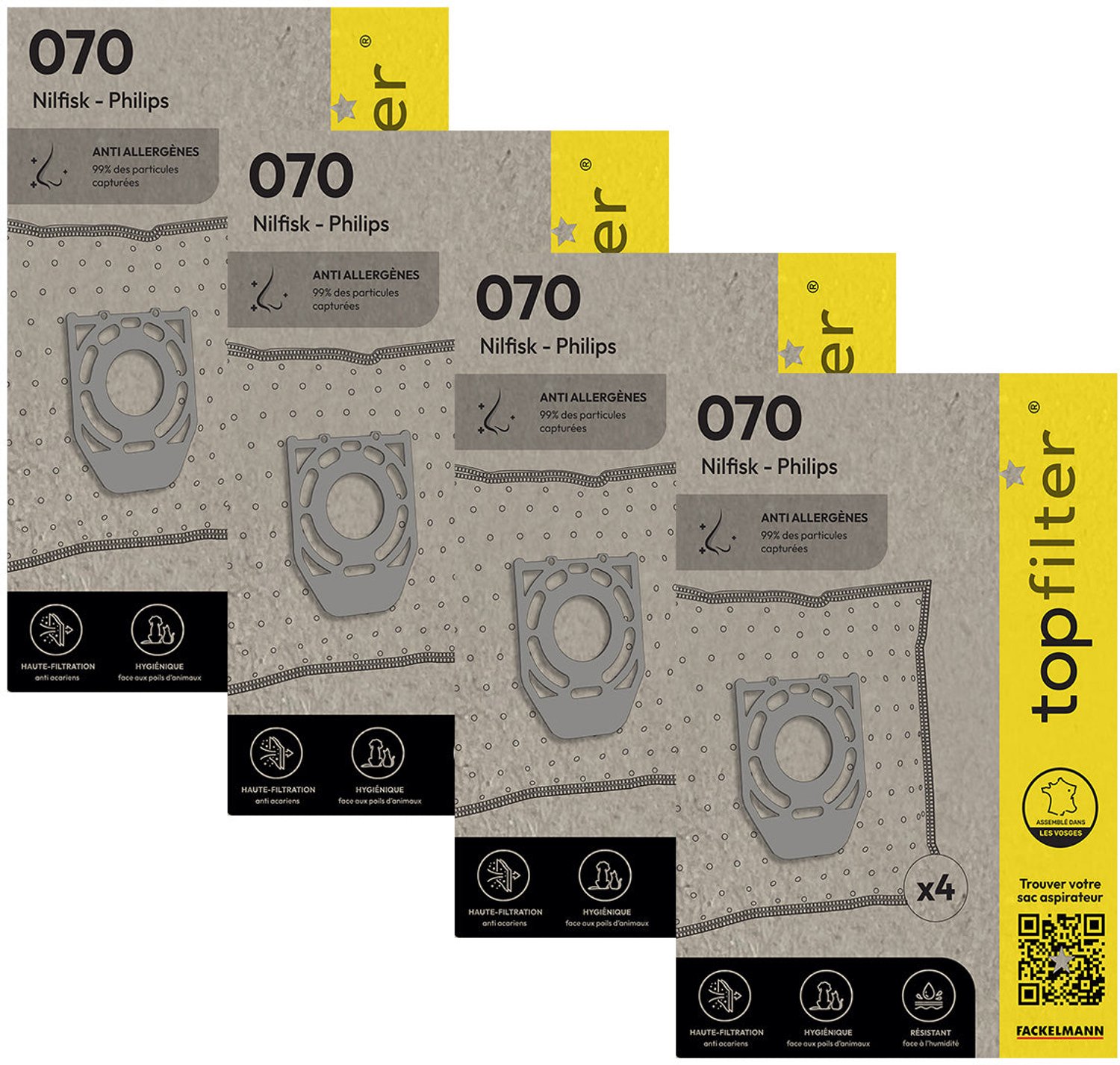 Top Filter Set van 4 pakken van 4 stofzuigerzakken 64070 Philips TopFilter Premium