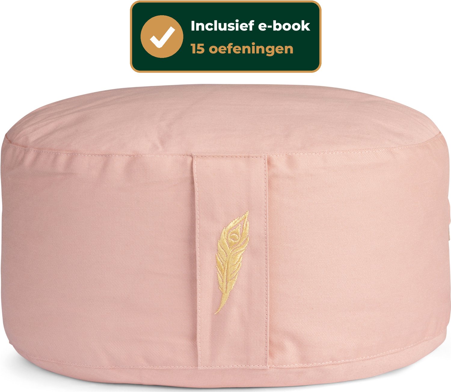 Bol.com MindBaas - Meditatiekussen - Roze - Incl. E-Mediteergids - Eco - Rond - Boekweit - Dubbel Gestikt - 15 x 33 cm (hoogte x... aanbieding
