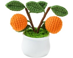 Kunstplant - Gehaakte Mandarijnboom - 9 x 5,65 x 11,3 cm