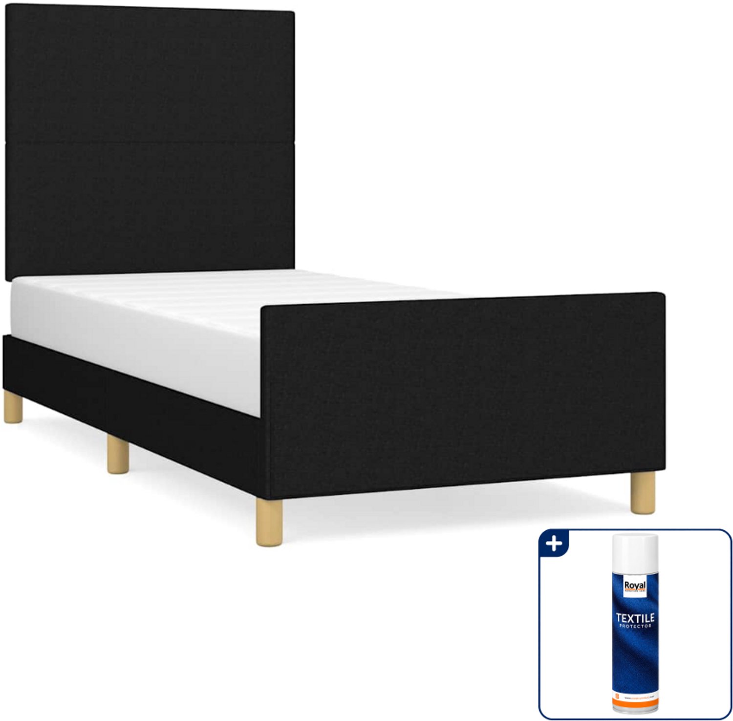 vidaXL bedframe - 90 x 190 cm - stof - zwart - Inclusief textielbeschermer 500 ml Blauw