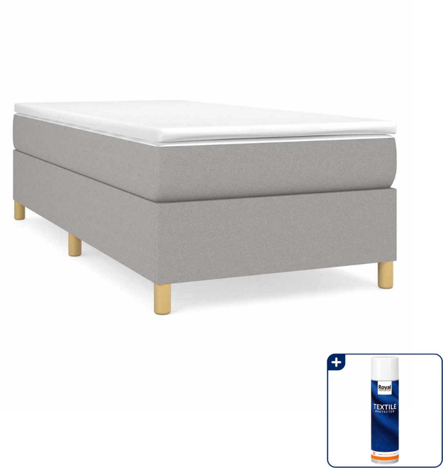 vidaXL boxspring bed - 100 x 200 cm - stof - lichtgrijs - Inclusief textielbeschermer 500 ml Roze