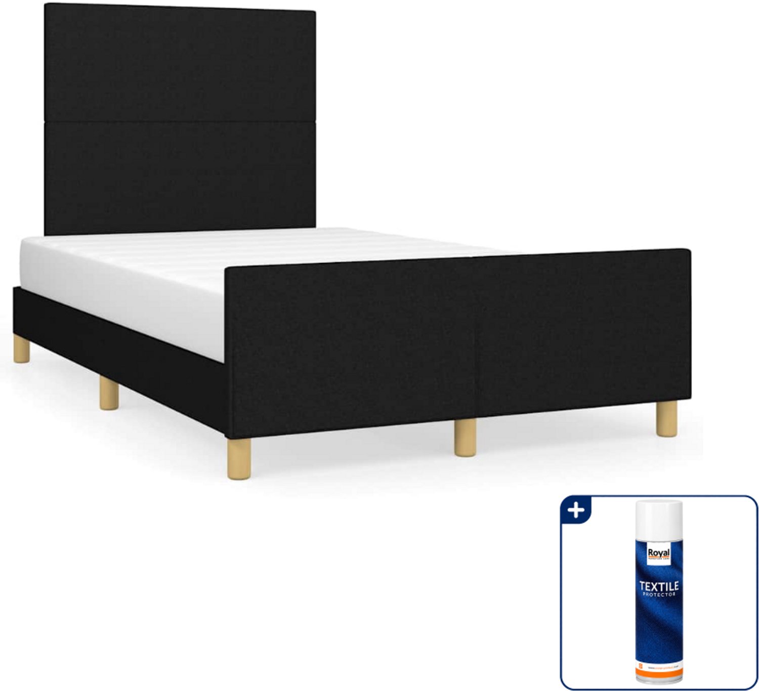 vidaXL bedframe - 120 x 200 cm - stof - zwart - Inclusief textielbeschermer 500 ml Grijs
