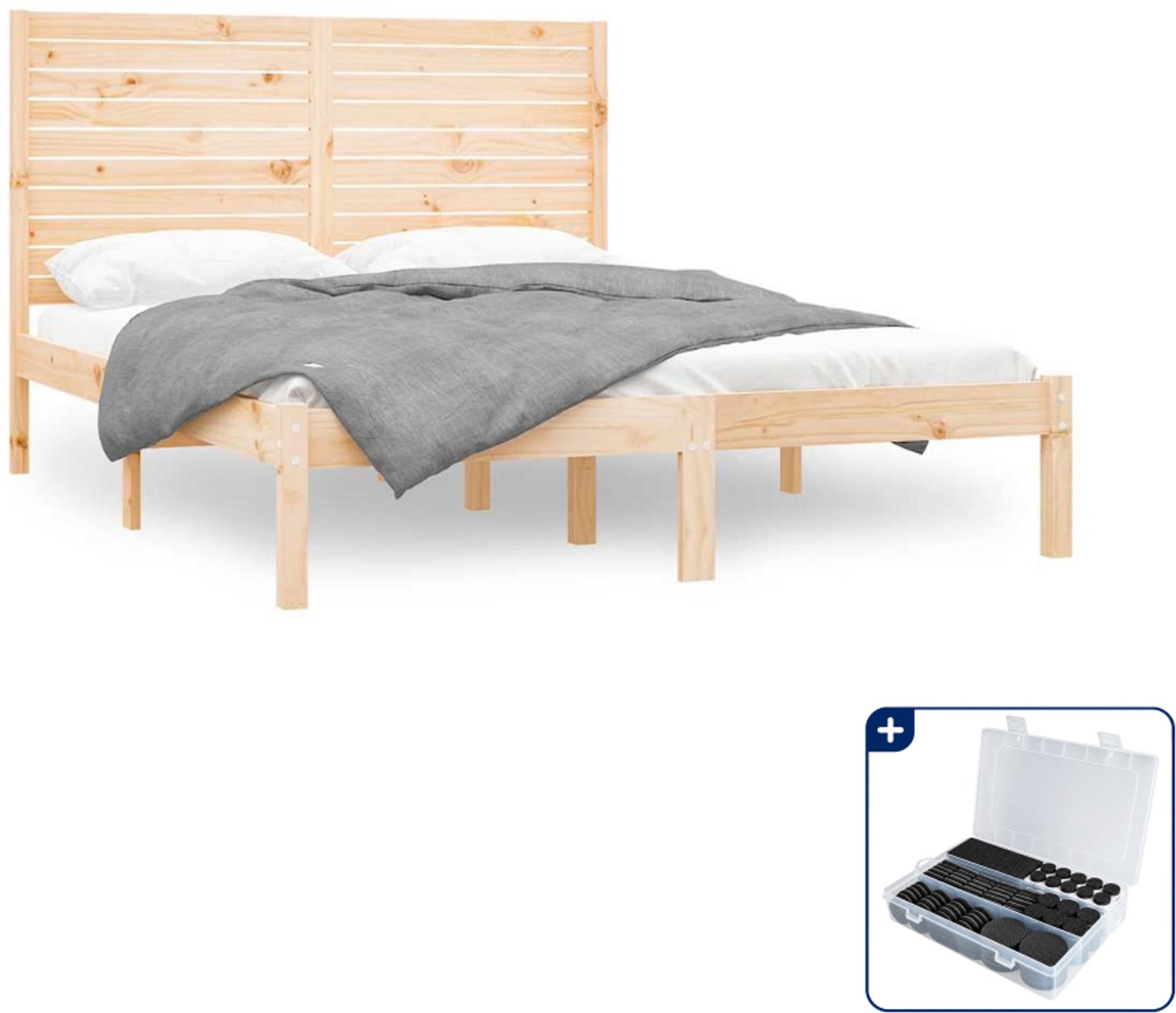 vidaXL bedframe - 120 x 200 cm - massief grenenhout - Inclusief antikrasvilt 177-delig Bruin