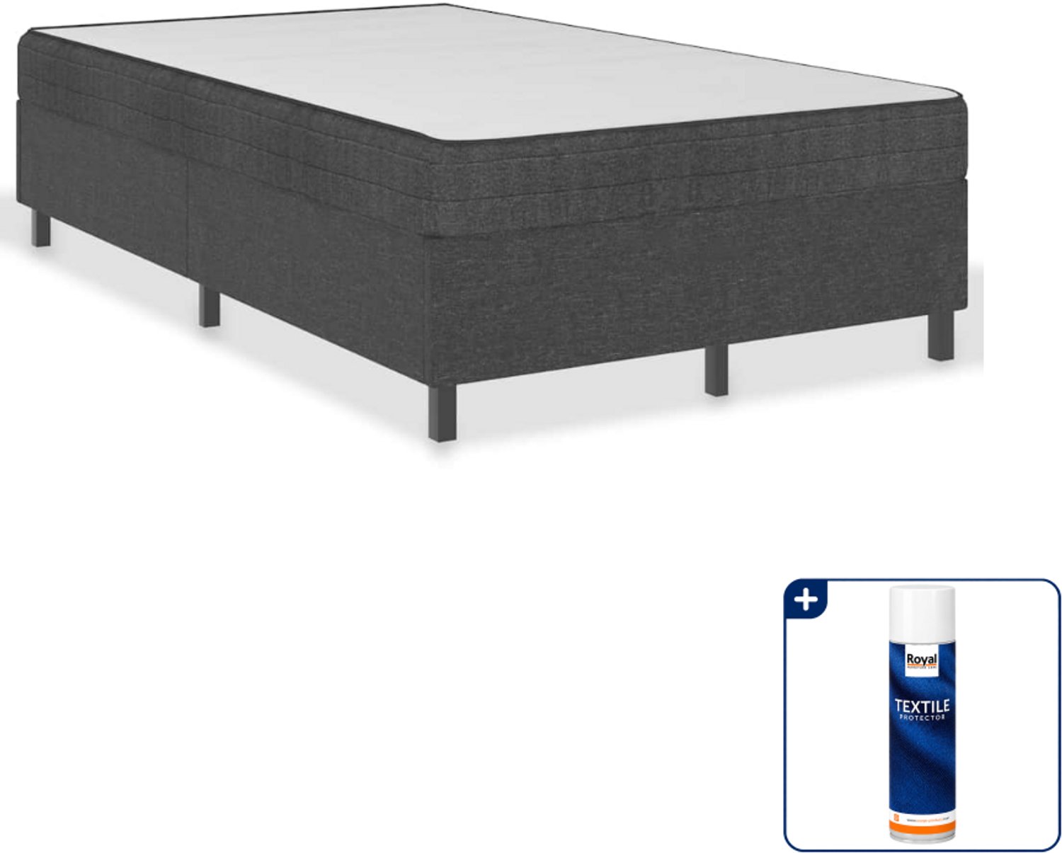 vidaXL boxspringframe - 120 x 200 cm - stof - grijs - Inclusief textielbeschermer 500 ml