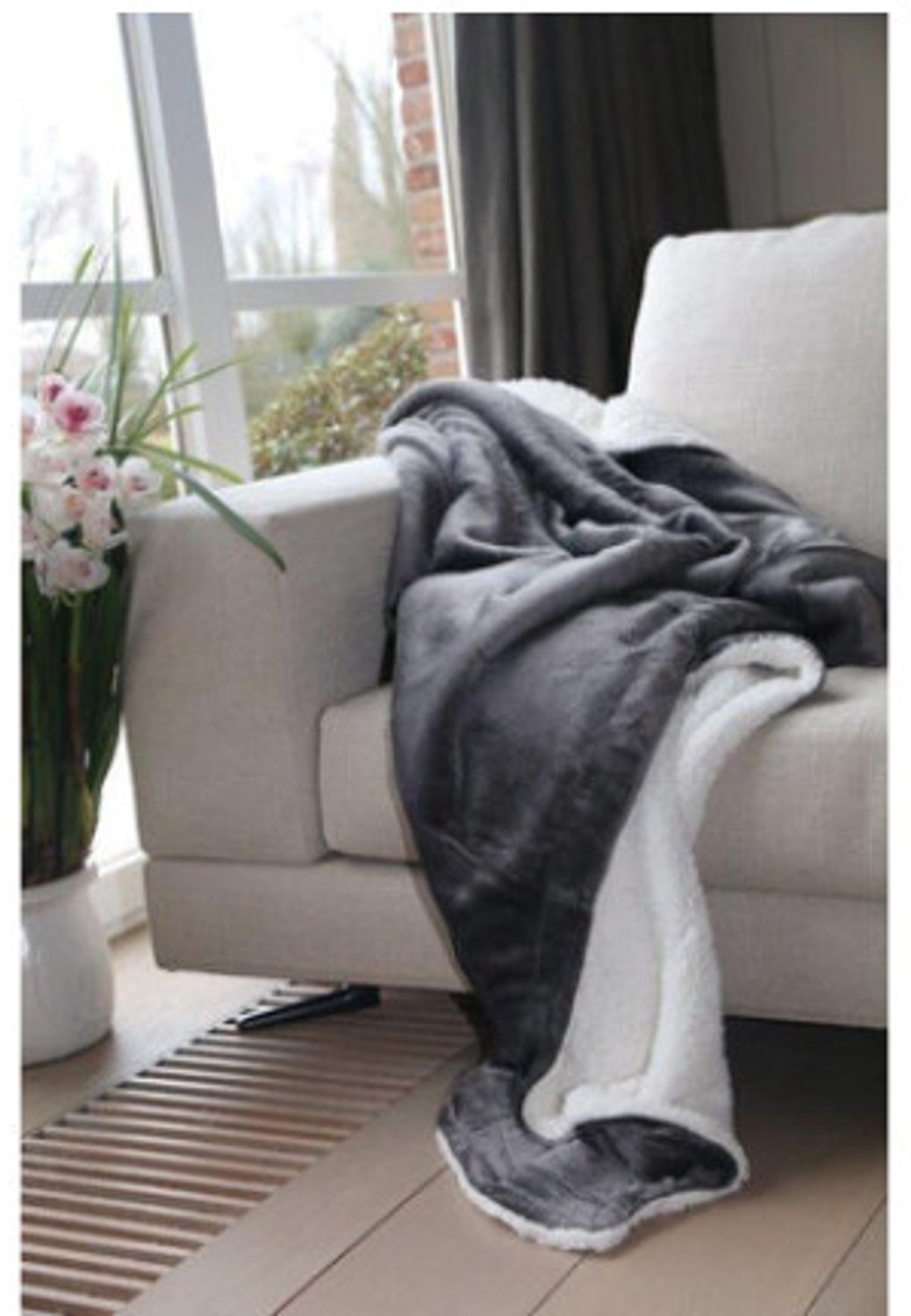 Unique Living Plaid 100% microfibre/imitatie schaap binnenzijde - Souris 150x200