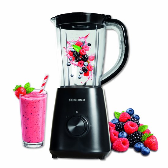 GOURMETmaxx Standmixer voor smoothies & shakes, 500 W, 1,5 l, mat zwart Smoothies in 60 seconden, 23.000 omw/min, 4-voudig roestvrijstalen lemmet, 2 standen + puls, 1,5 liter reservoir van GOURMETmaxx — afbeelding 4