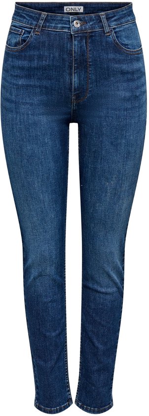 Donkerblauwe slim fit jeans met 'ONLY' op het label aan de binnenkant van de tailleband.