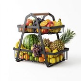 Janse® Fruitschaal XL - Fruitmand - Zwart - Metalen opbergmand - Draadmand - Etagere - Serveerschaal - Keuken organizer - Eten - Picknick mand - Bureau organizer - Lectuurbak - Badkamer organizer