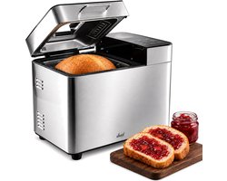 Vivid Green Broodbakmachine - Warmhoudfunctie & Timer - 18 programma's - 500/1000 gram - PFAS vrij - Glutenvrij programma - Broodmachine - 600W - RVS