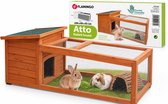 Konijnenhok met ren – Compact konijnenhok voor buiten met nachthok en uitloop – 120x65x51 cm – Flamingo Konijnenhok Atto Classic Bruin
