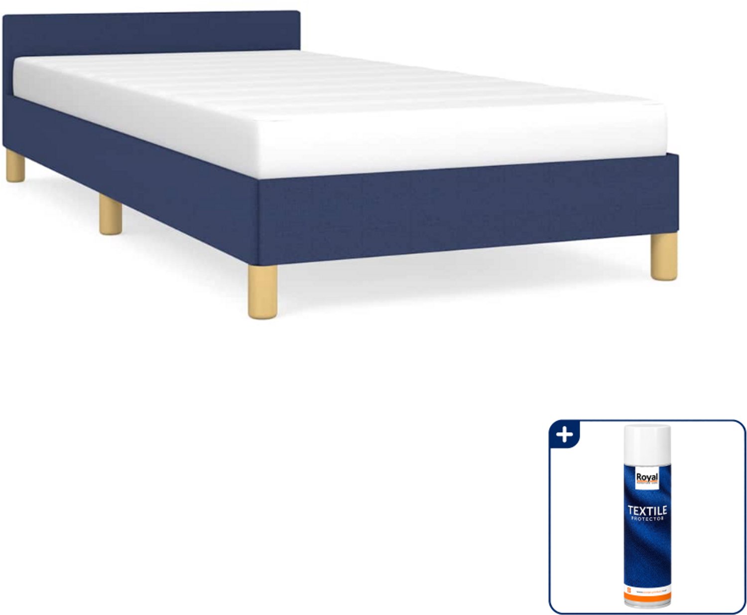 vidaXL bedframe met hoofdeinde - 80 x 200 cm - stof - blauw - Inclusief textielbeschermer 500 ml