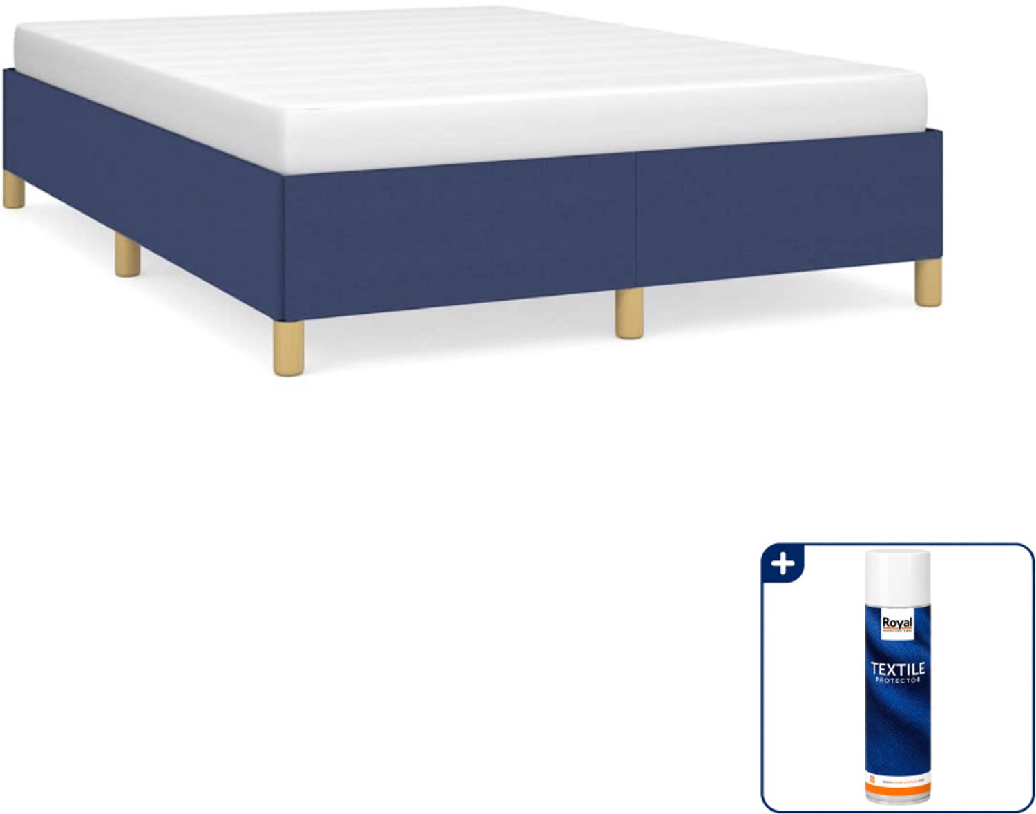 vidaXL bedframe - 140 x 190 cm - stof - blauw - Inclusief textielbeschermer 500 ml
