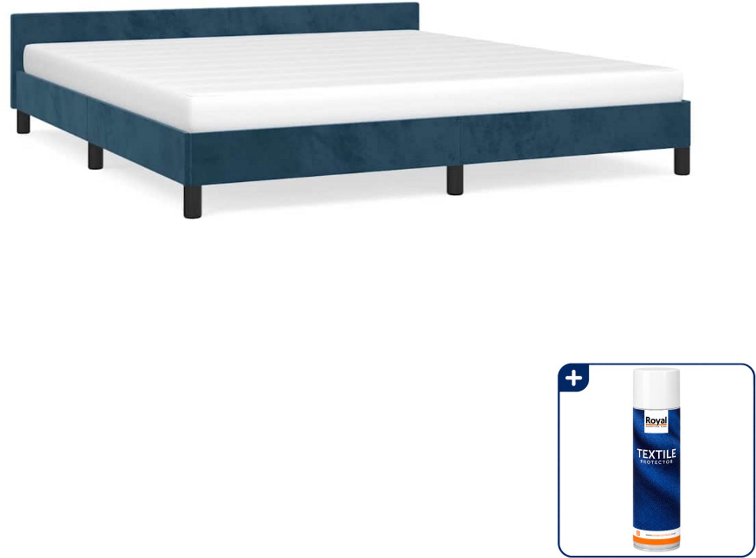 vidaXL bedframe - Queensize - 160 x 200 cm - fluweel - donkerblauw - Inclusief textielbeschermer 500 ml