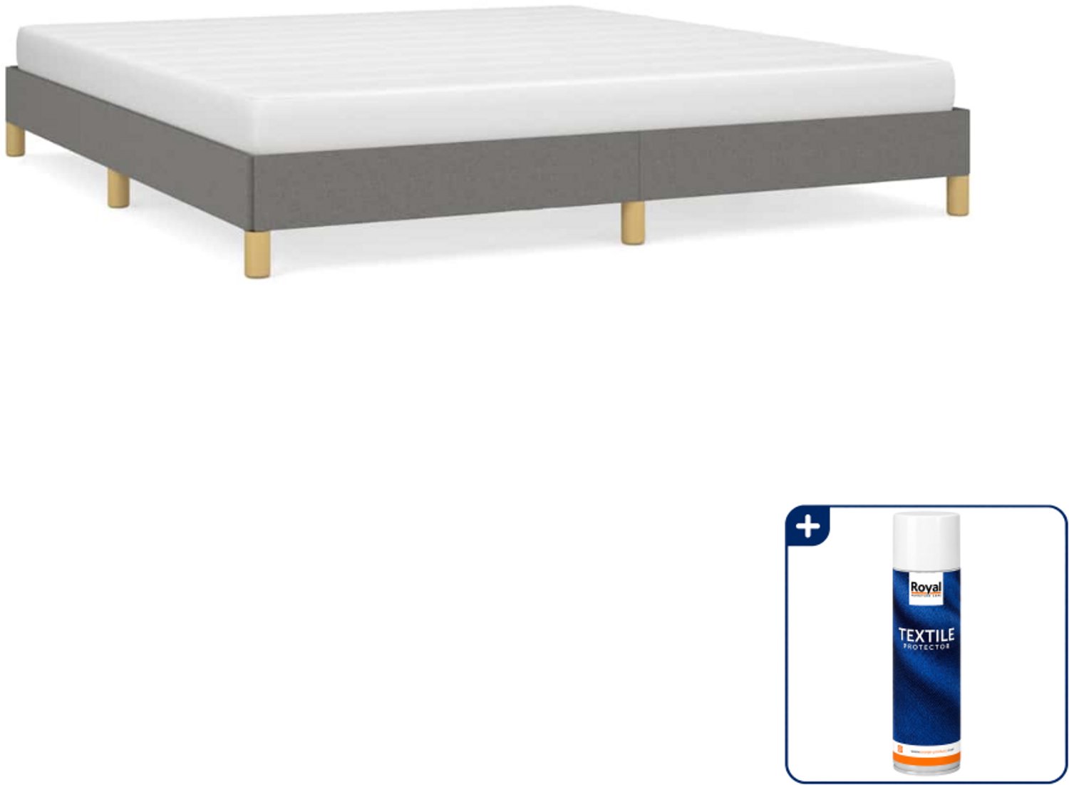 vidaXL Bedframe - Kingsize - 180 x 200 cm - donkergrijs - Inclusief textielbeschermer 500 ml