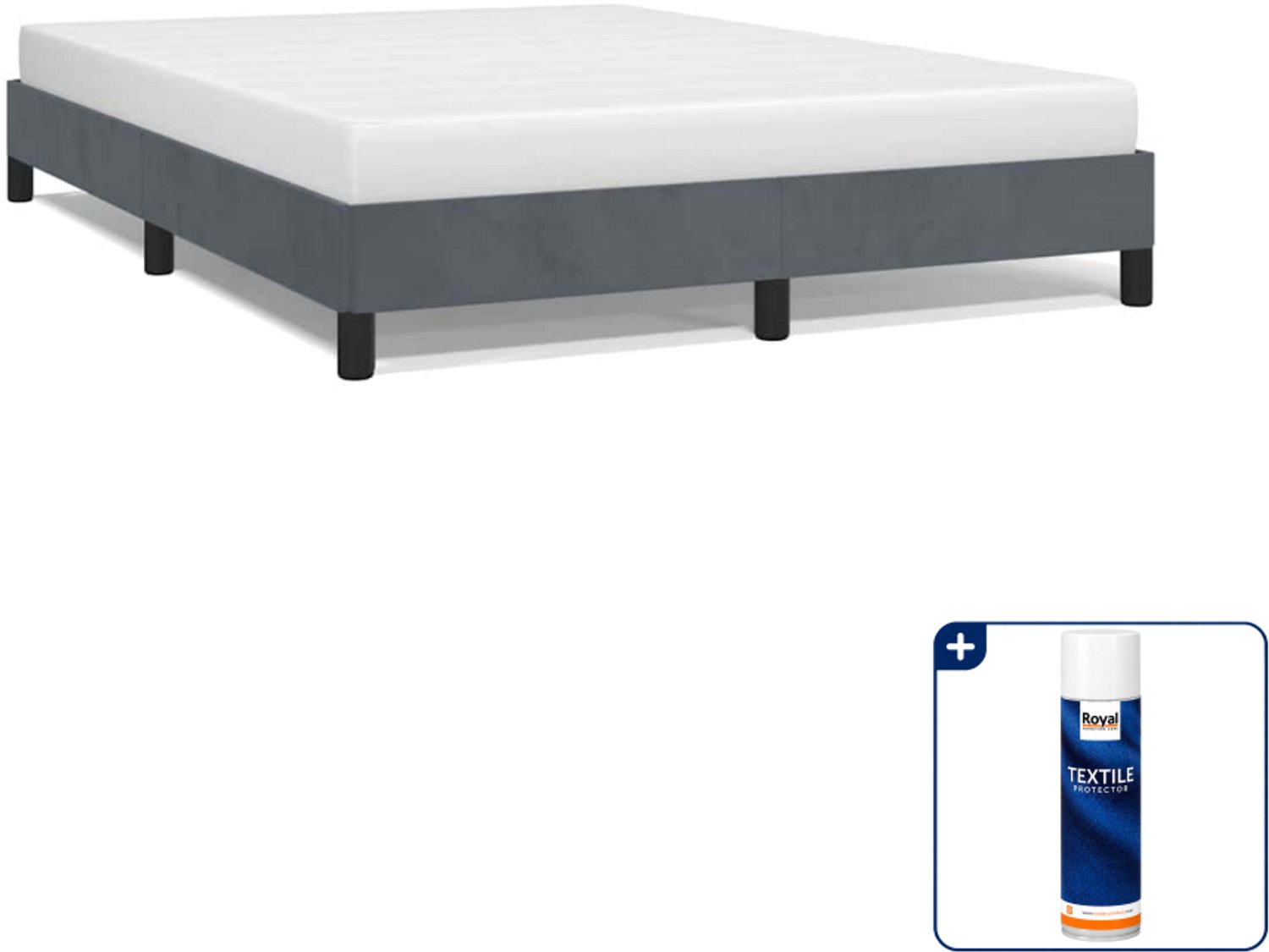 vidaXL bedframe - 137 x 190 cm - fluweel - donkergrijs - Inclusief textielbeschermer 500 ml
