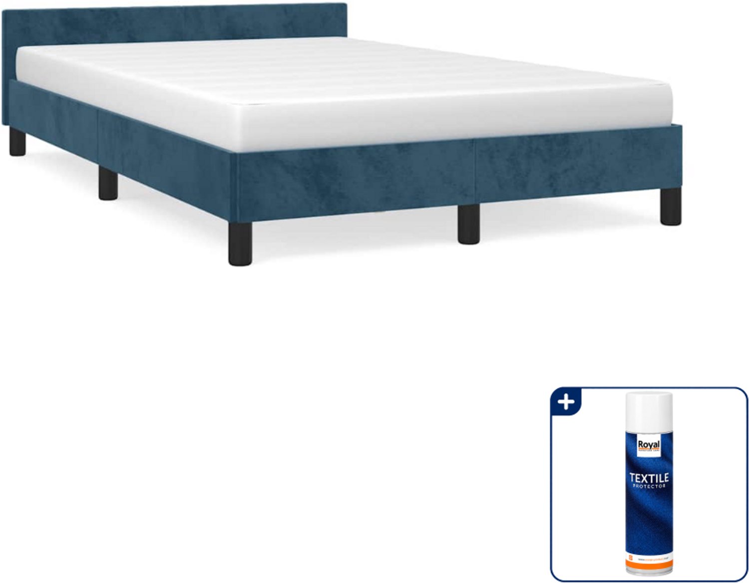 vidaXL Bedframe - 120 x 200 cm - fluweel - donkerblauw - Inclusief textielbeschermer 500 ml