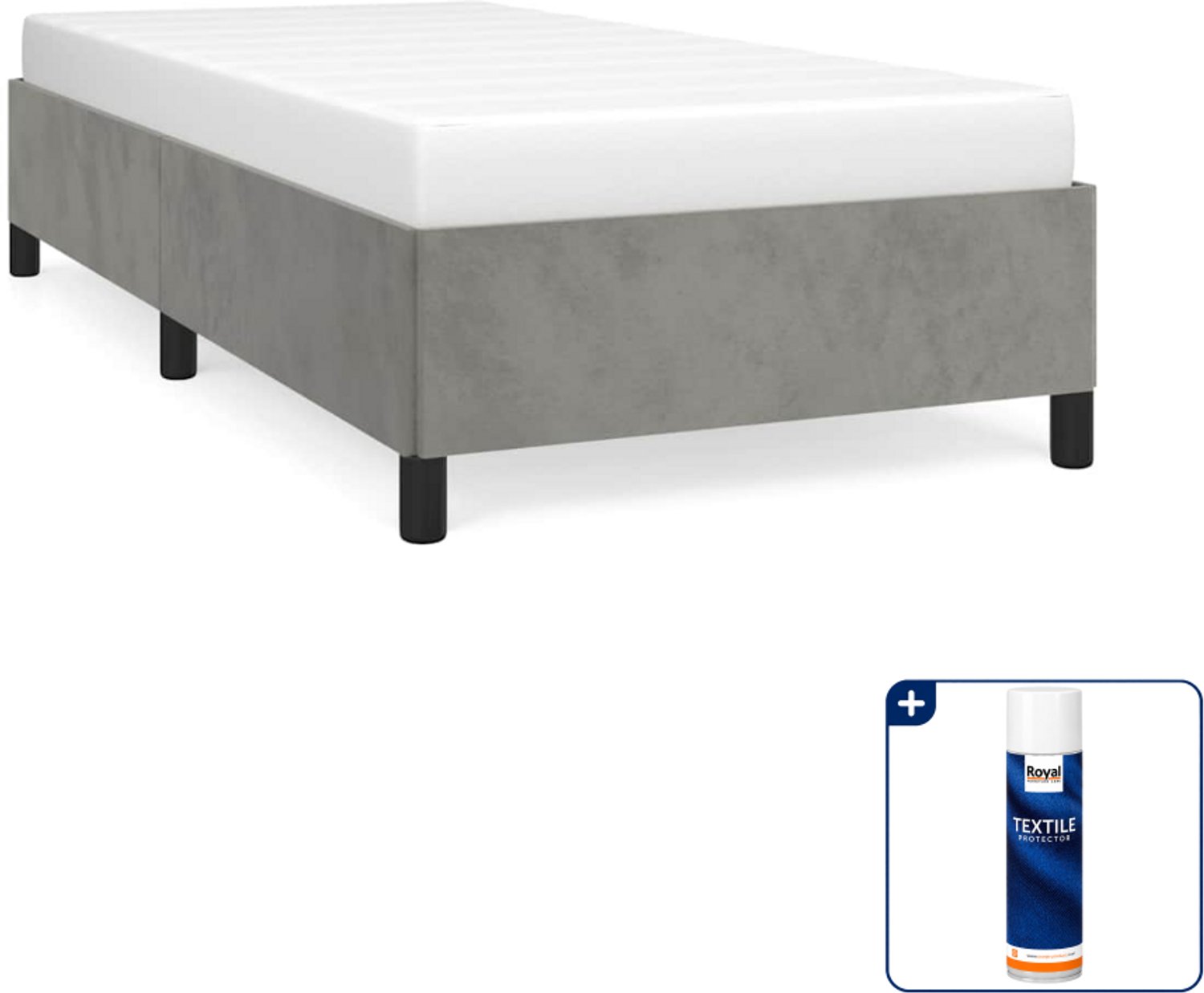 vidaXL bedframe 90 x 190 cm - fluweel - lichtgrijs - Inclusief textielbeschermer 500 ml