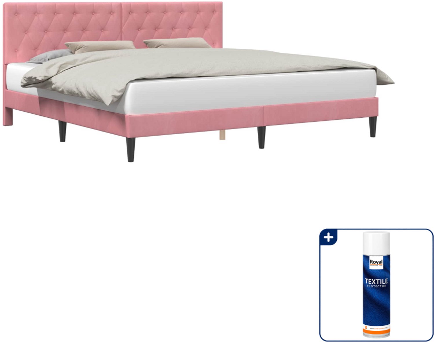 vidaXL bedframe - 200 x 200 cm - fluweel - roze - Inclusief textielbeschermer 500 ml