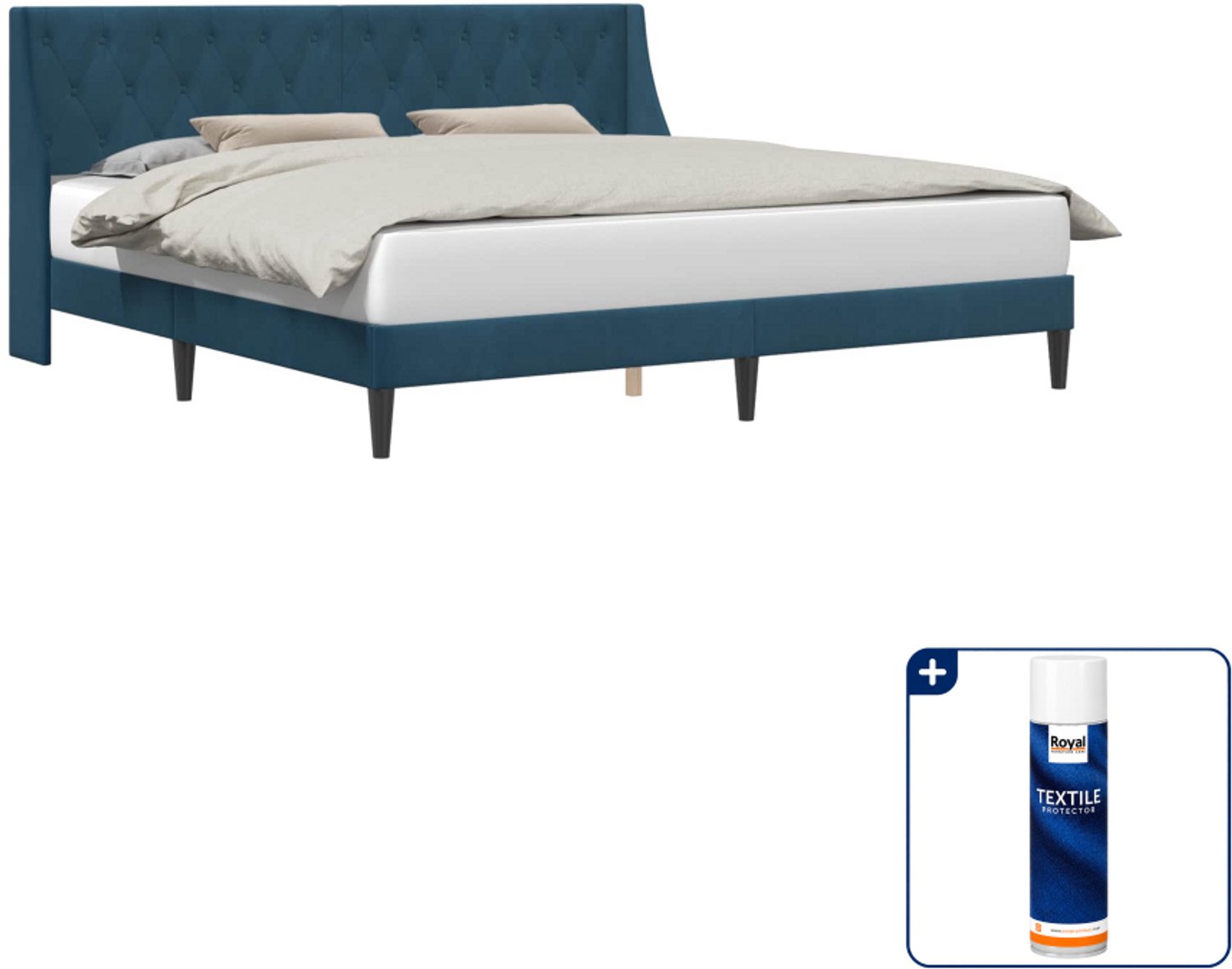 vidaXL Bedframe - 200 x 200 cm - fluweel - blauw - Inclusief textielbeschermer 500 ml
