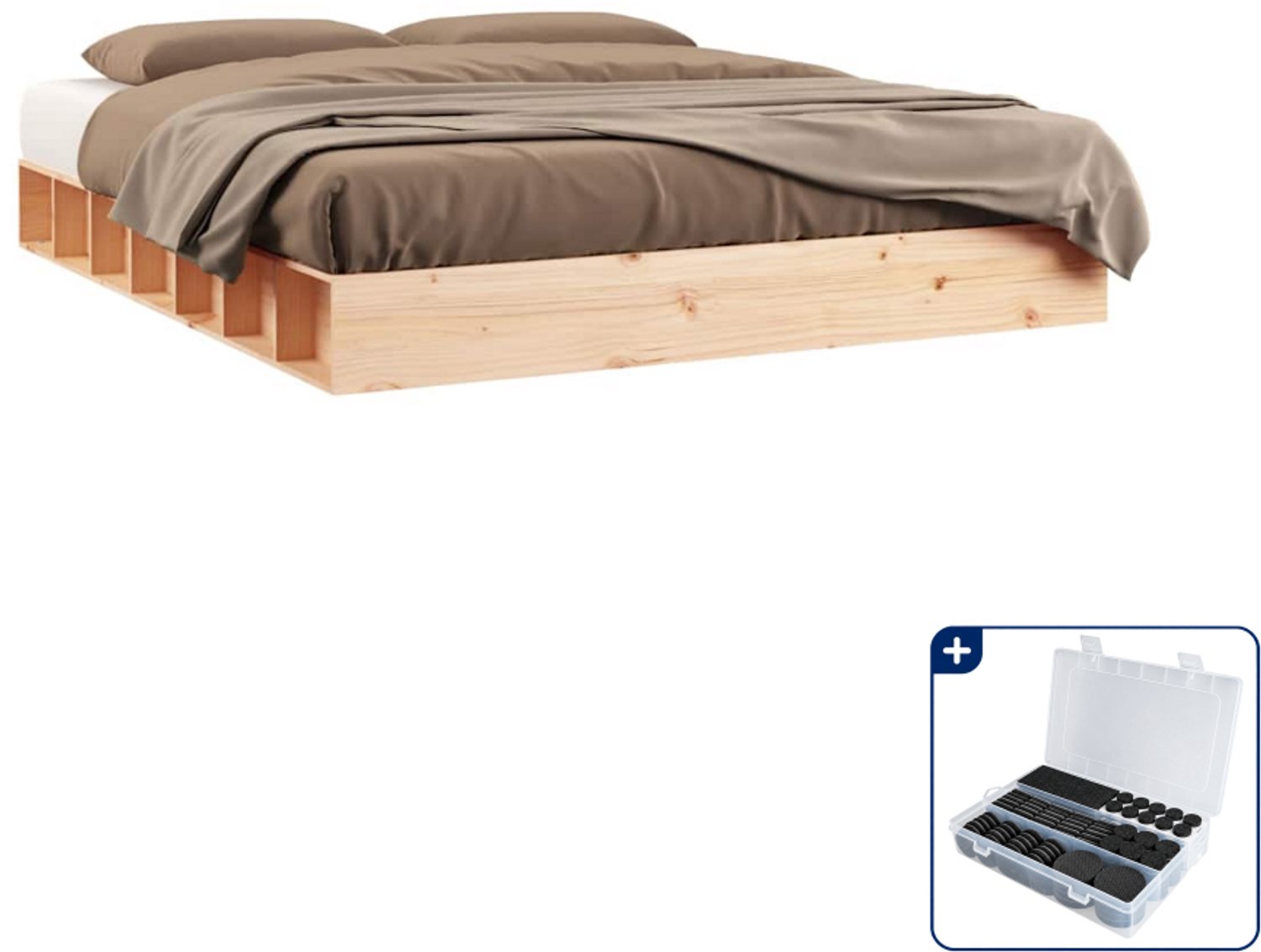 vidaXL bedframe Queensize - 160 x 200 cm - massief grenenhout - Inclusief antikrasvilt 177-delig Bruin