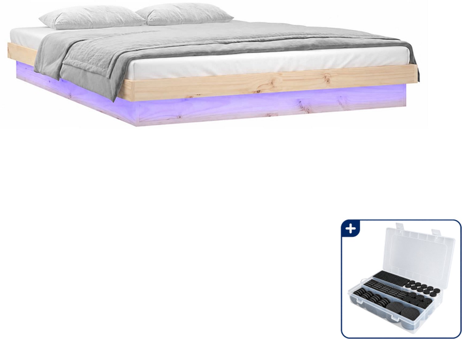 vidaXL Bedframe - Queensize - 160 x 200 cm - massief grenenhout - Inclusief antikrasvilt 177-delig Bruin
