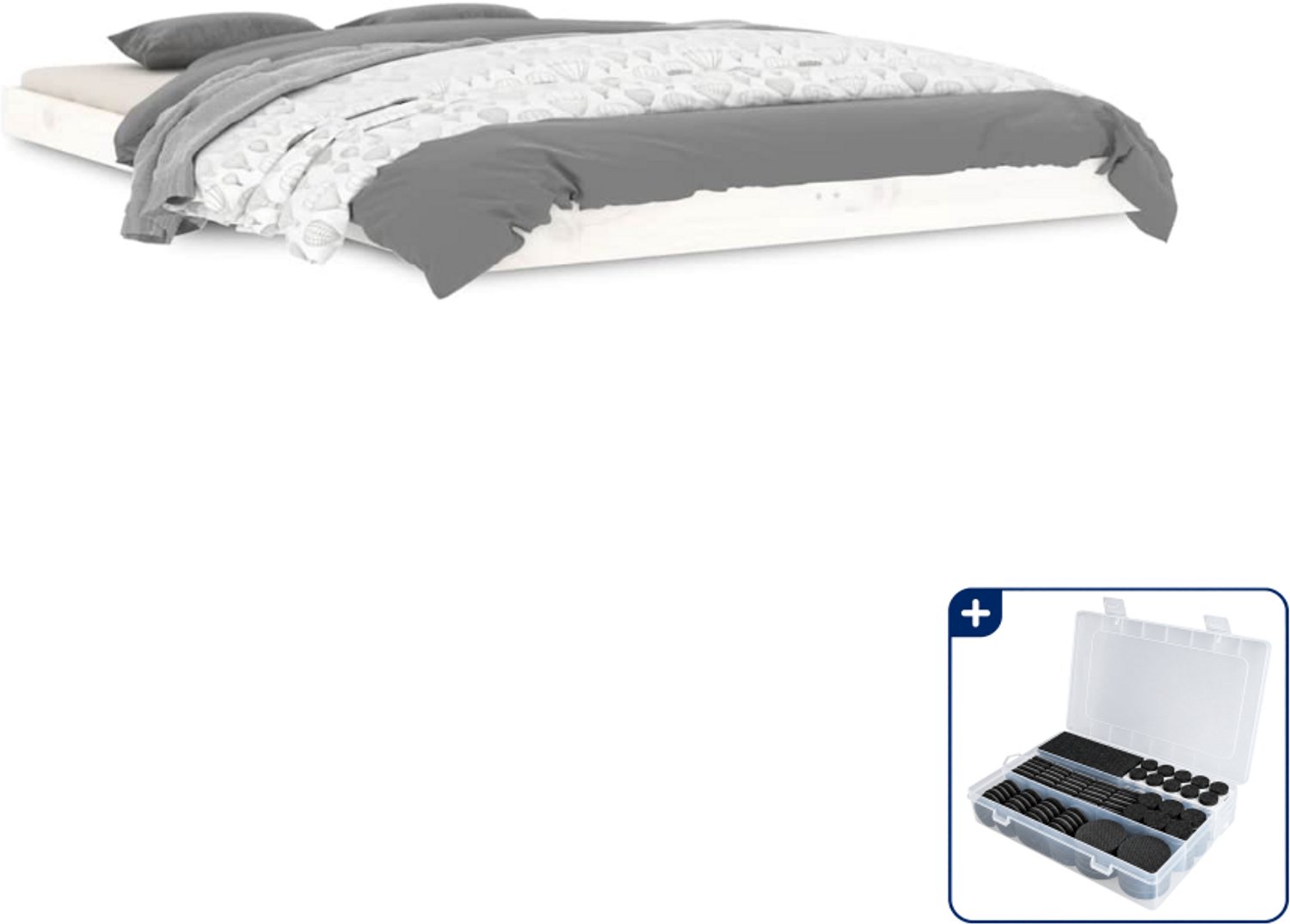 vidaXL bedframe 120 x 190 cm - massief grenenhout - wit - Inclusief antikrasvilt 177-delig