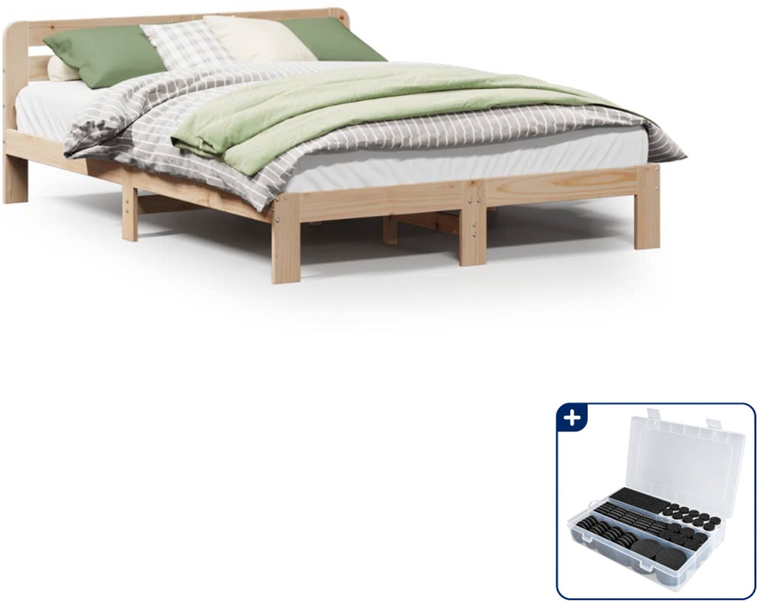 vidaXL bedframe - 120 x 200 cm - massief grenenhout - Inclusief antikrasvilt 177-delig Bruin