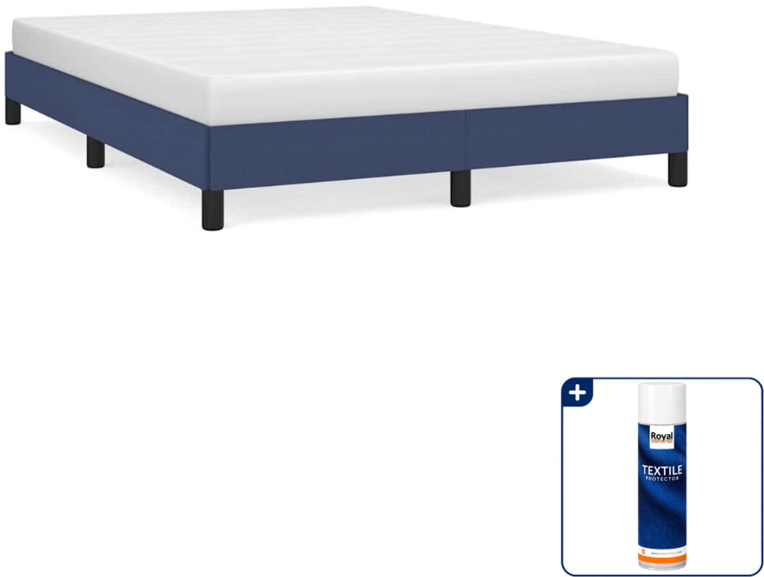 vidaXL Bedframe Small double - 140 x 200 cm - blauw - Inclusief textielbeschermer 500 ml