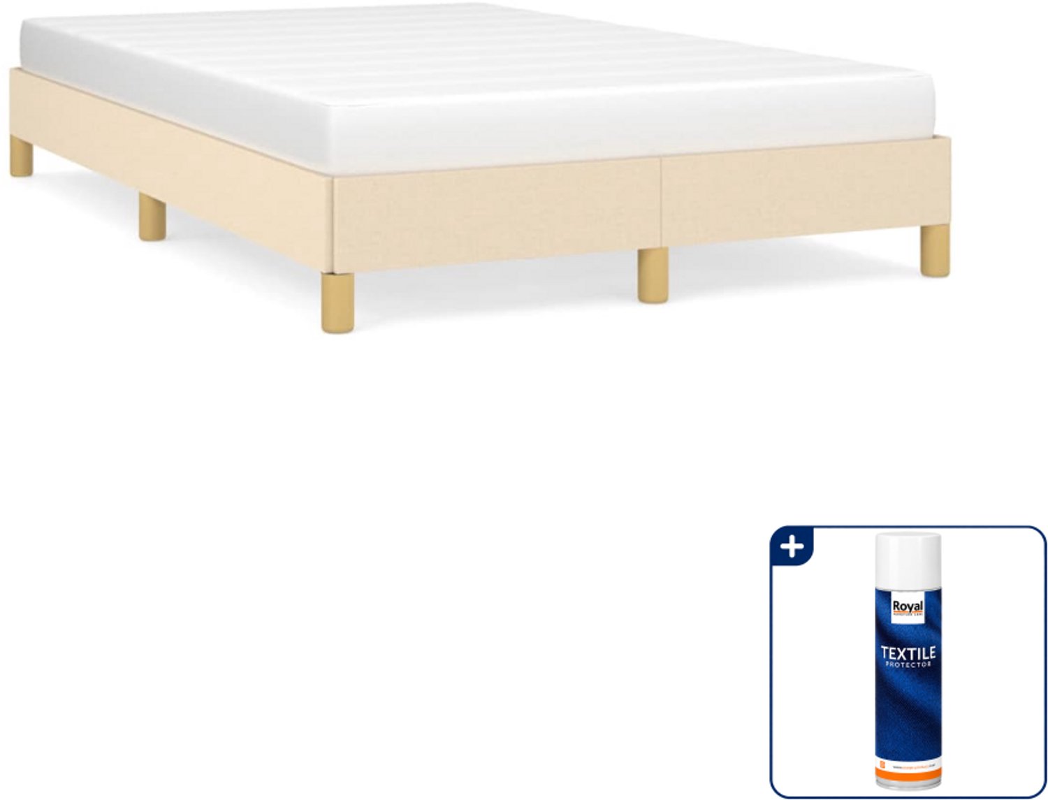 vidaXL Bedframe 120 x 200 cm - stof - crème - Inclusief textielbeschermer 500 ml