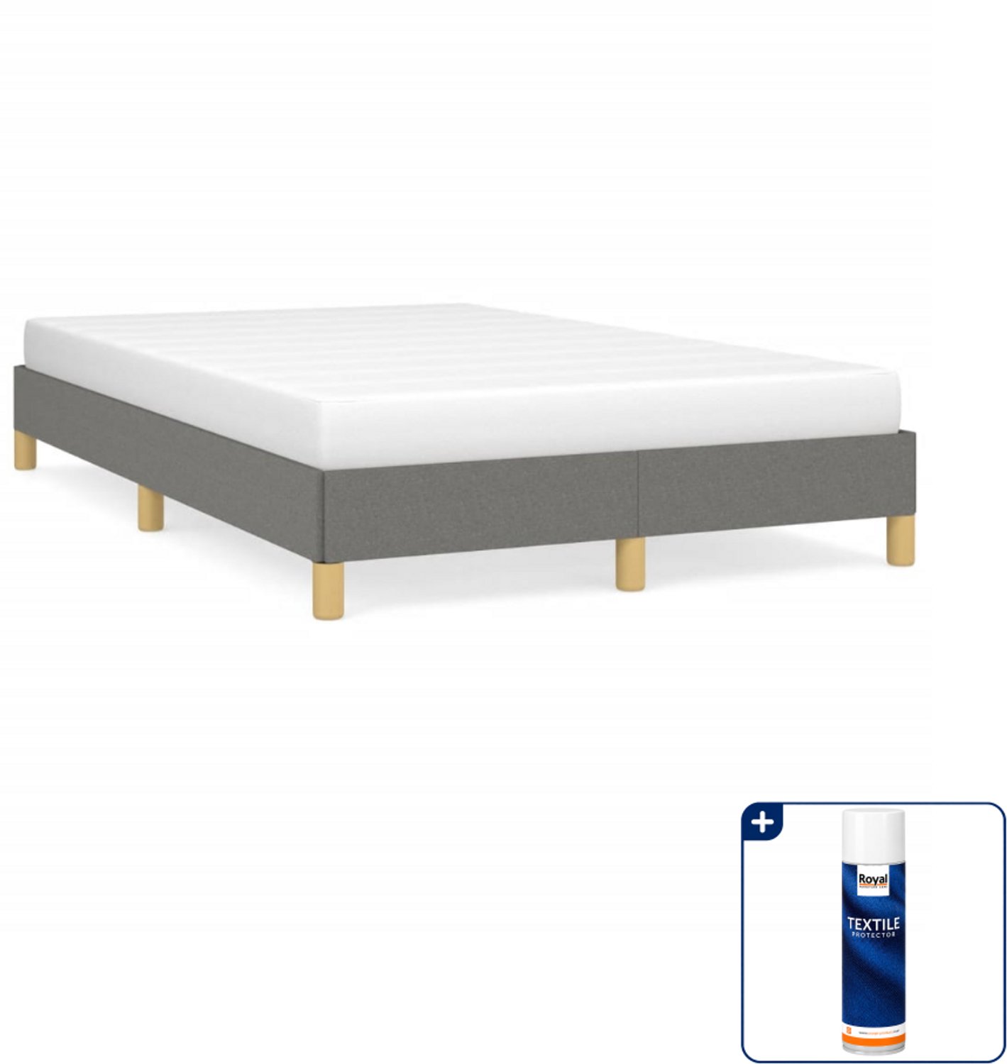 vidaXL bedframe - 120 x 190 cm - stof - donkergrijs - Inclusief textielbeschermer 500 ml