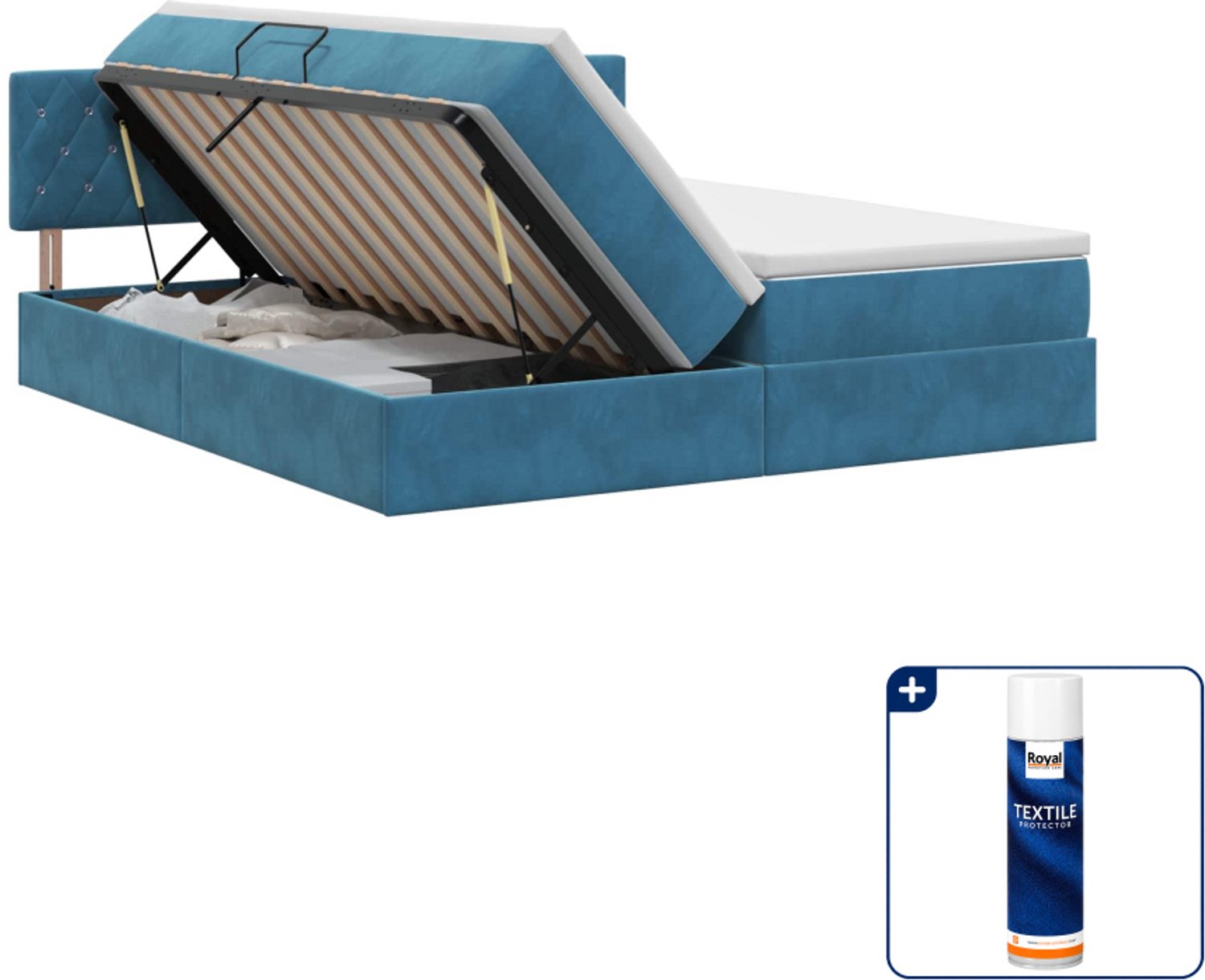 vidaXL Opbergbed - 200 x 200 cm - fluweel - donkerblauw - Inclusief textielbeschermer 500 ml